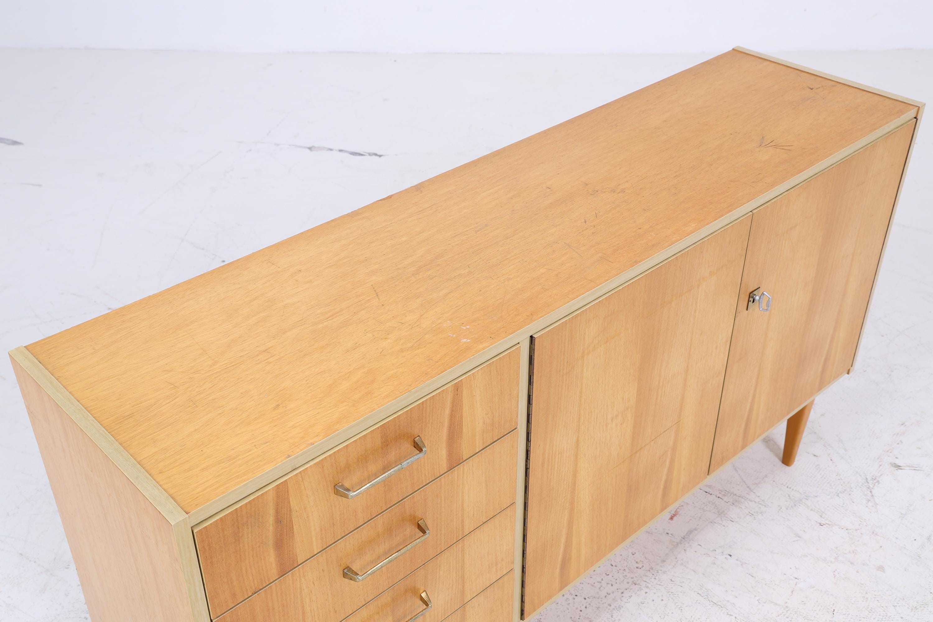 Vintage Sideboard 60er Jahre | Mid Century Schubladen TV Board mit Schubladen & Fächern Retro Anrichte Holz Aufbewahrung