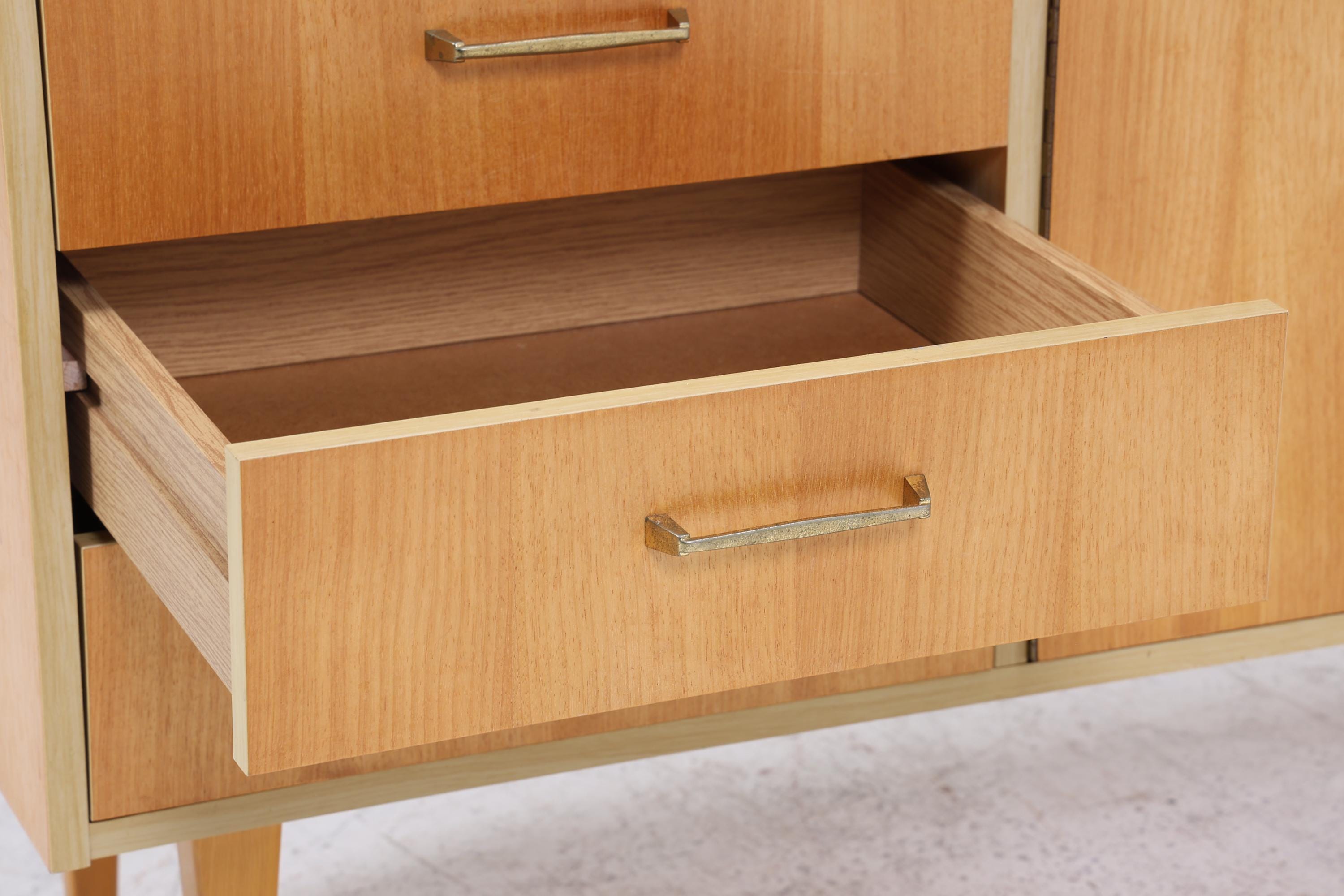 Vintage Sideboard 60er Jahre | Mid Century Schubladen TV Board mit Schubladen & Fächern Retro Anrichte Holz Aufbewahrung