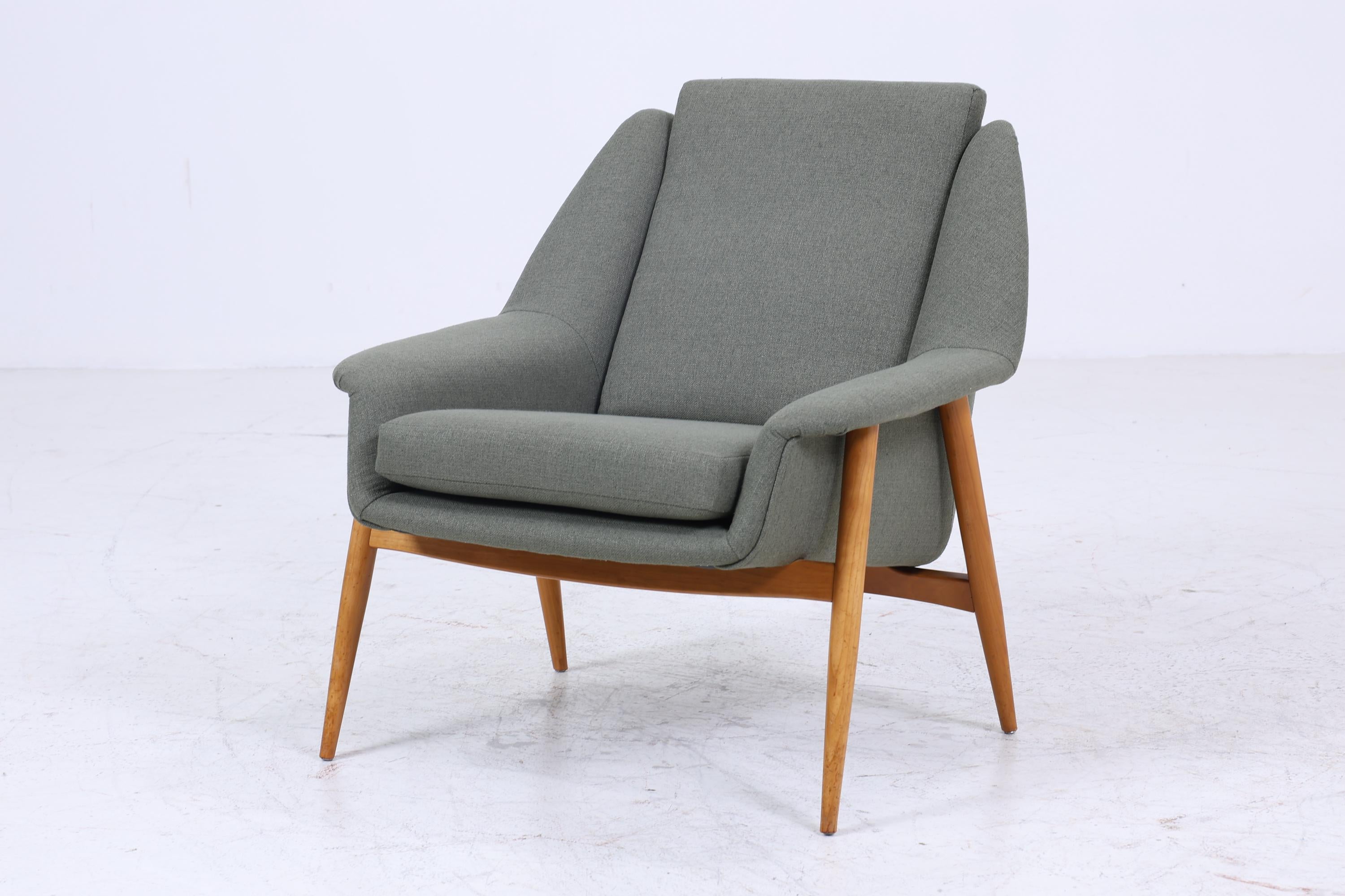 2 Vintage Armlehnsessel von Wilhelm Knoll für Cassina 60er Jahre | Design Mid Century Stuhl Olivgrün Retro Holz Wohnzimmer 70er