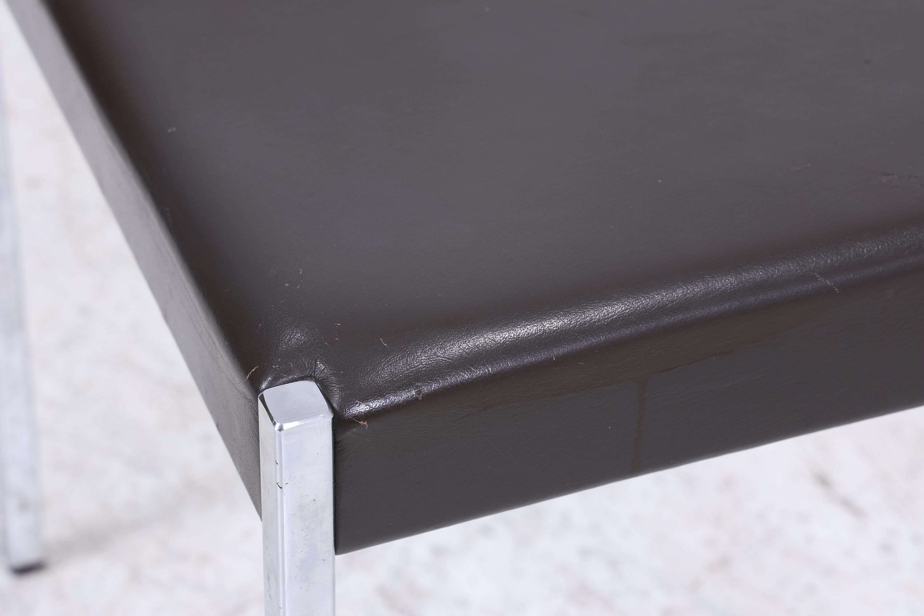 Vintage Leder Hocker | Mid Century Sitzhocker Chrom | Retro Stuhl 60er 70er