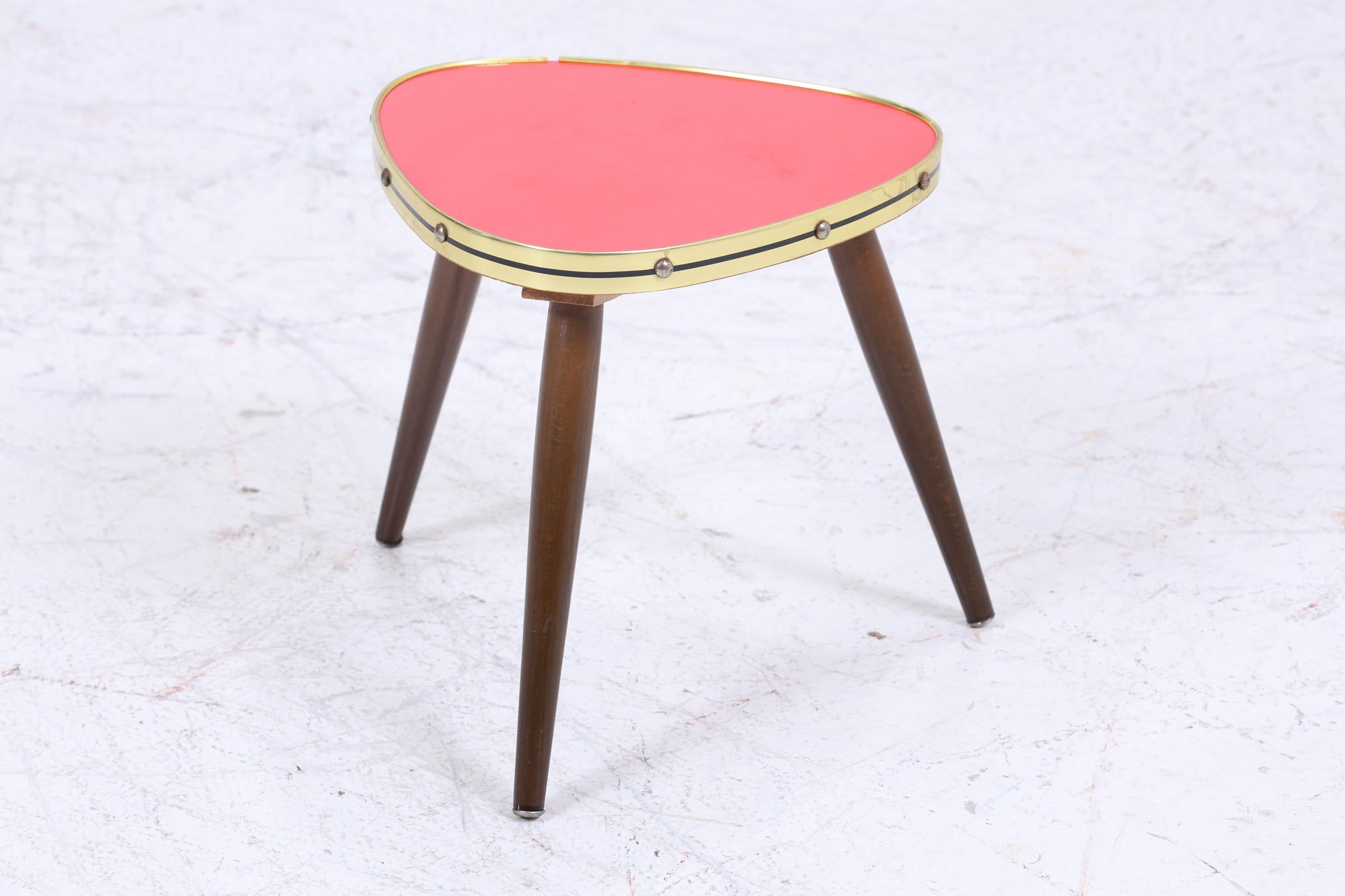 Vintage Blumentisch | Mid Century Nierentisch | Beistelltische Rot 60er Jahre