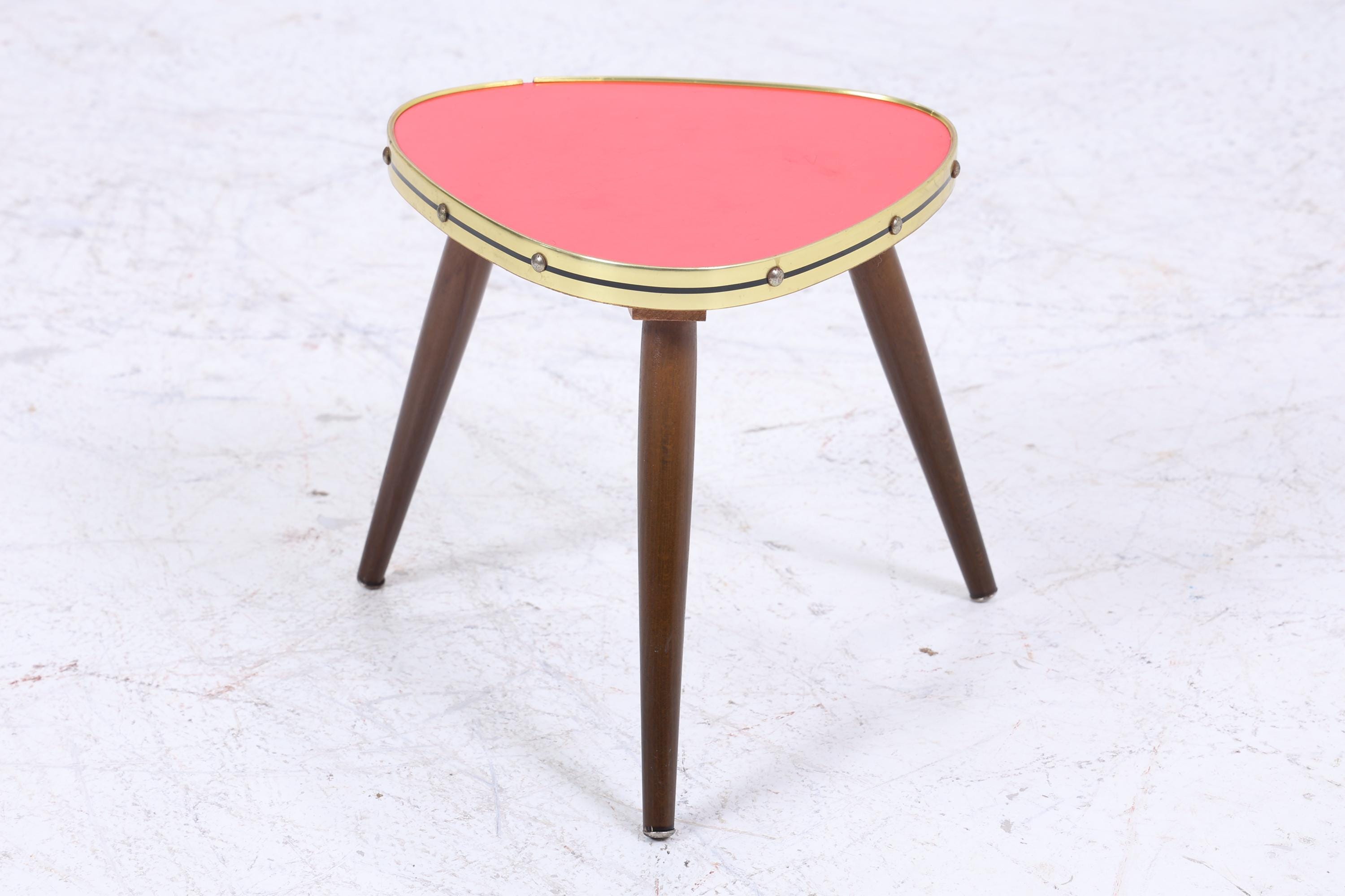 Vintage Blumentisch | Mid Century Nierentisch | Beistelltische Rot 60er Jahre