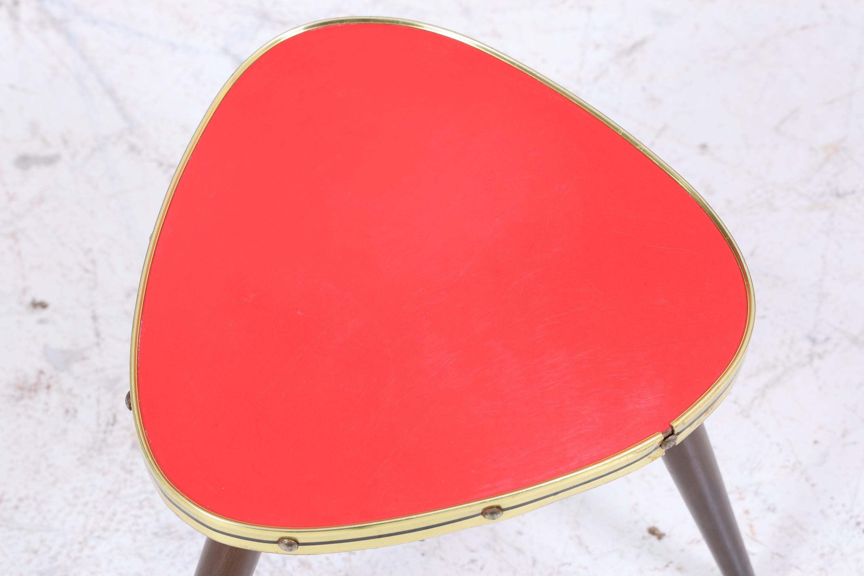 Vintage Blumentisch | Mid Century Nierentisch | Beistelltische Rot 60er Jahre