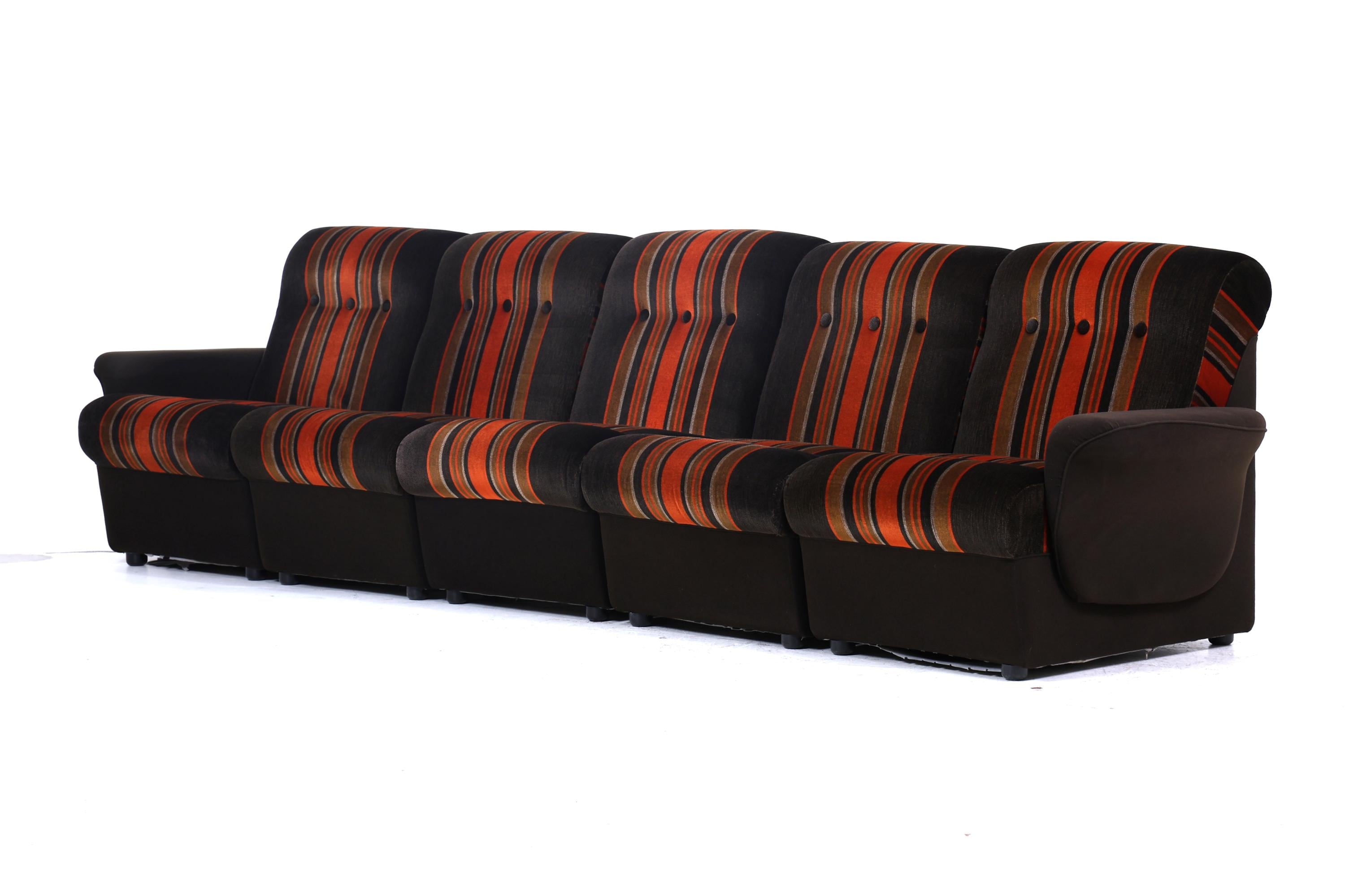 Vintage Modular Stoff Sofa 70er Jahre | Mid Century Couch Lounge Retro 60er