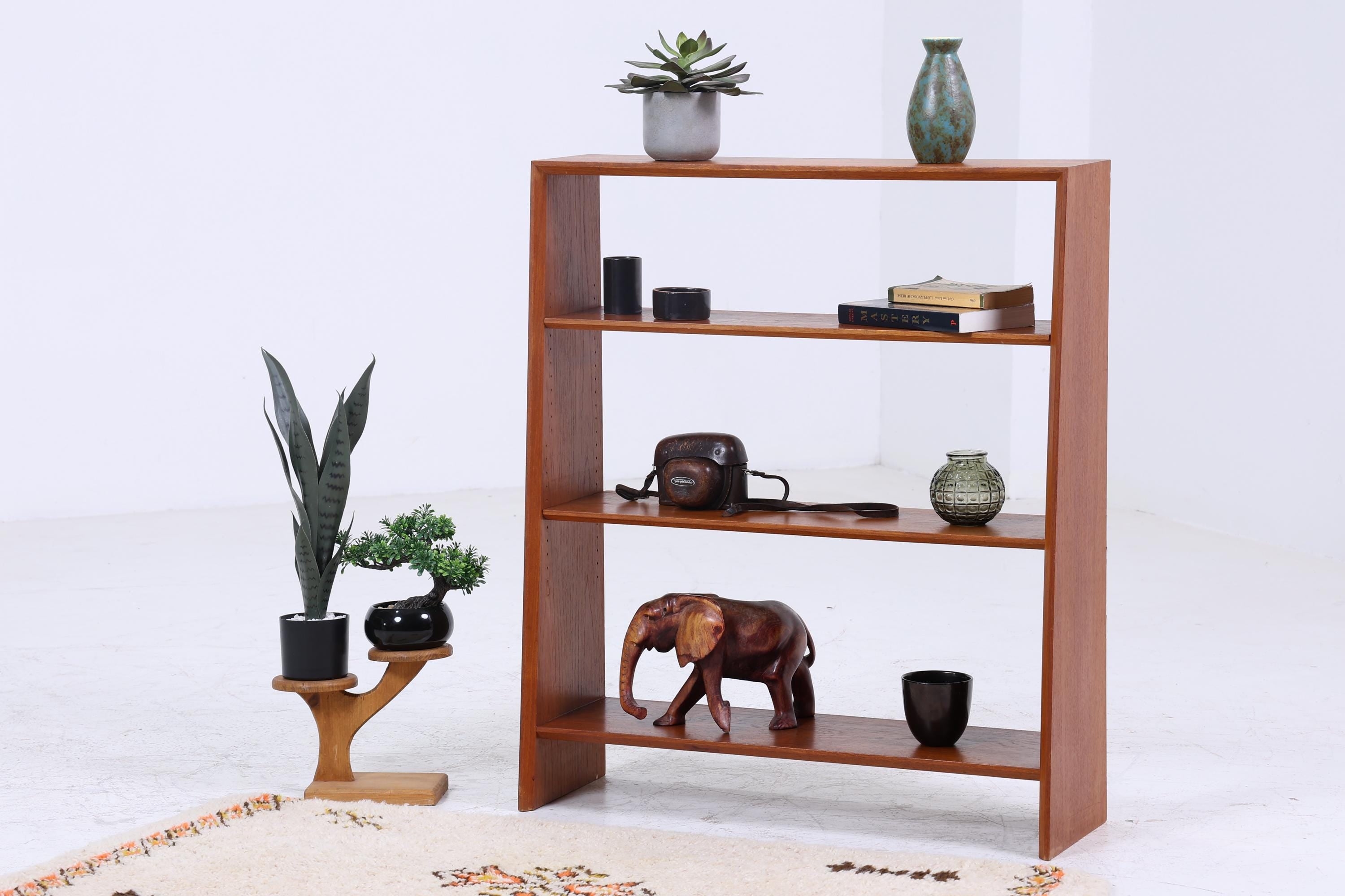 Kleines Vintage Teak Bücherregal | Mid Century Regal | 60er Retro Holz Aufbewahrung