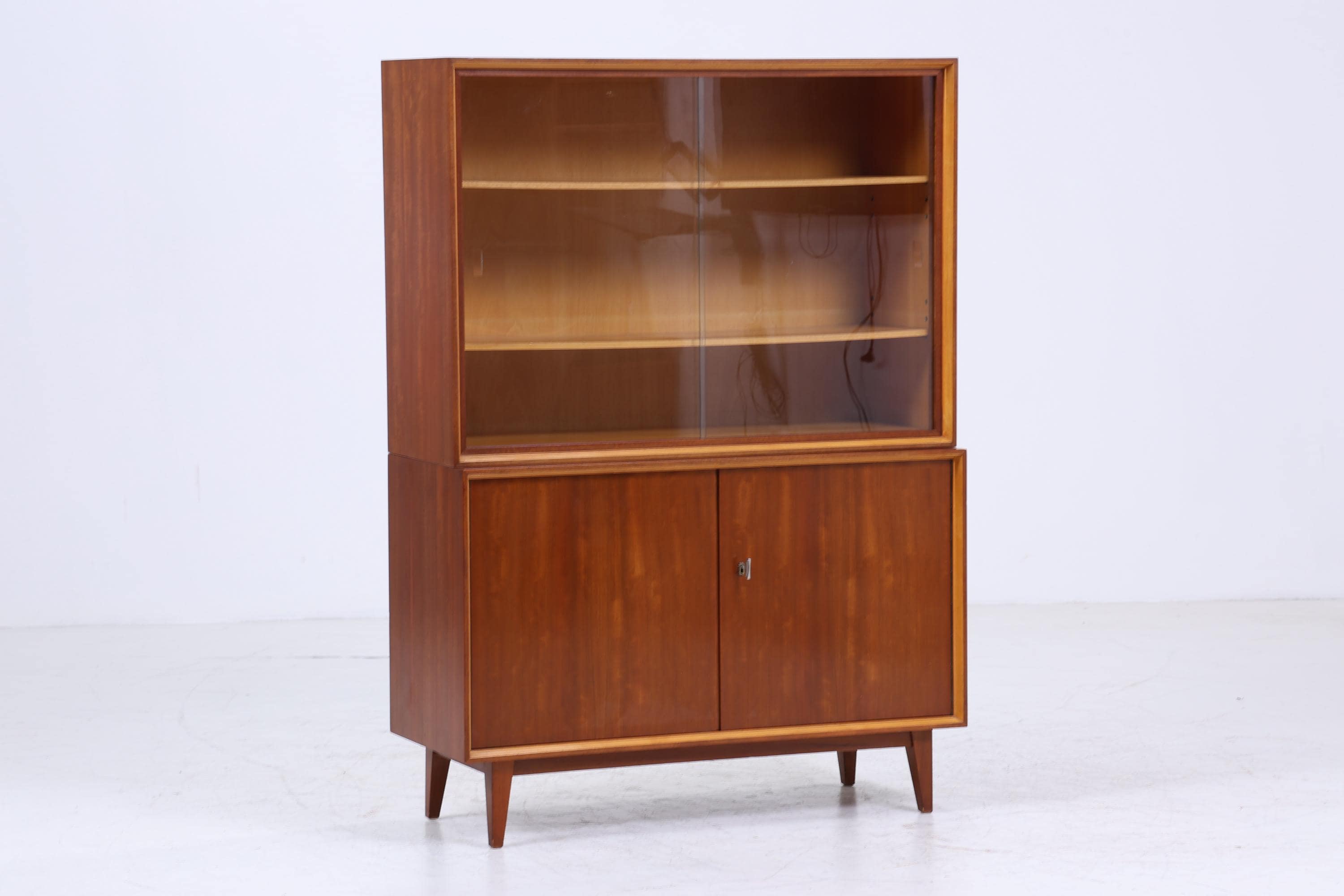 Vintage Vitrine 60er Jahre | Mid Century Schrank Retro Holz Aufbewahrung