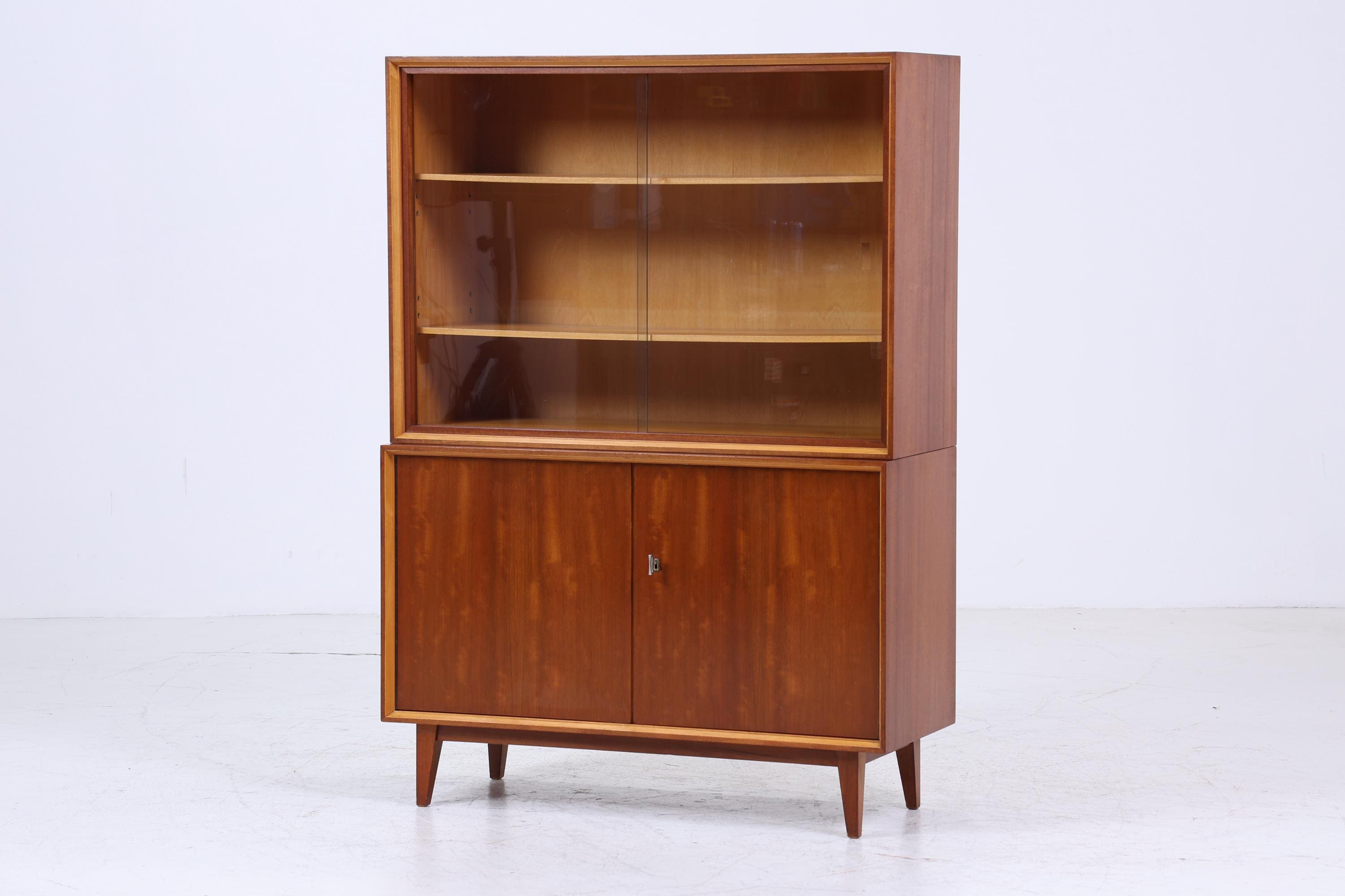 Vintage Vitrine 60er Jahre | Mid Century Schrank Retro Holz Aufbewahrung