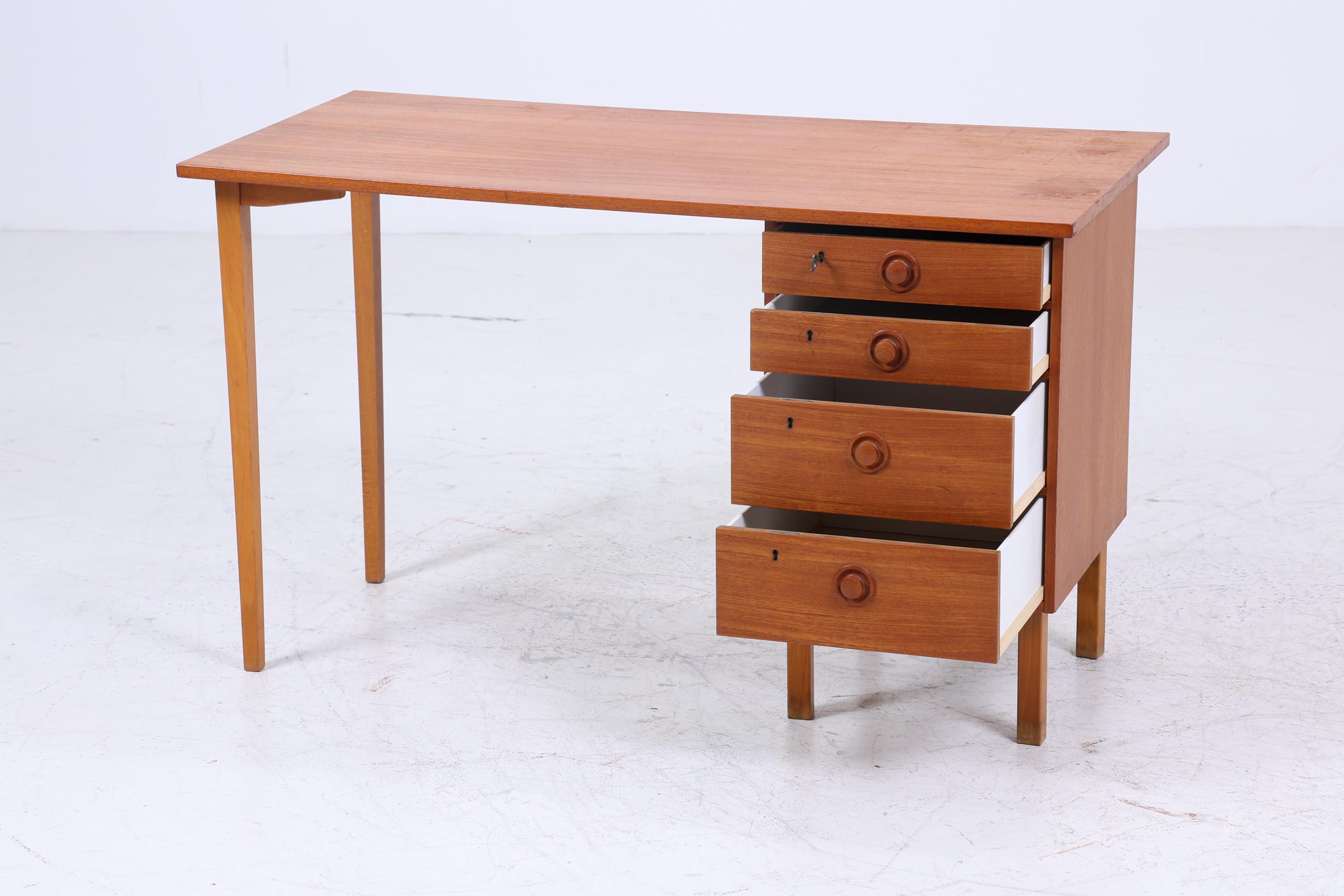 Vintage Teak Schreibtisch aus den 60ern | Mid Century Schubladen Arbeitstisch Bürotisch Tisch Retro Holz