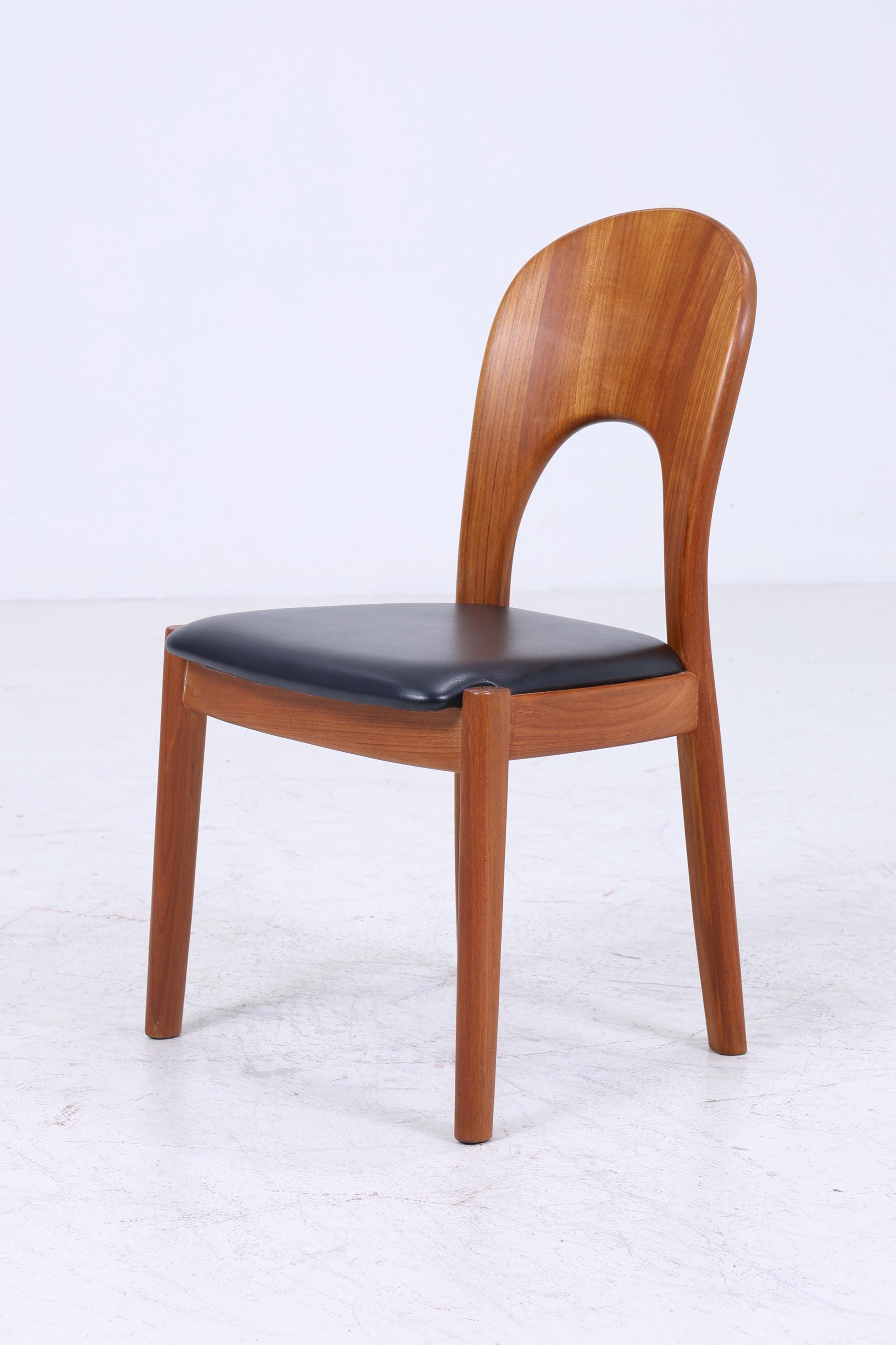 5 Vintage Teak Esszimmer Stühle von Niels Koefoed für Glostrup | Mid Century Stuhl 60er Jahre | Küchenstuhl Leder Bezug