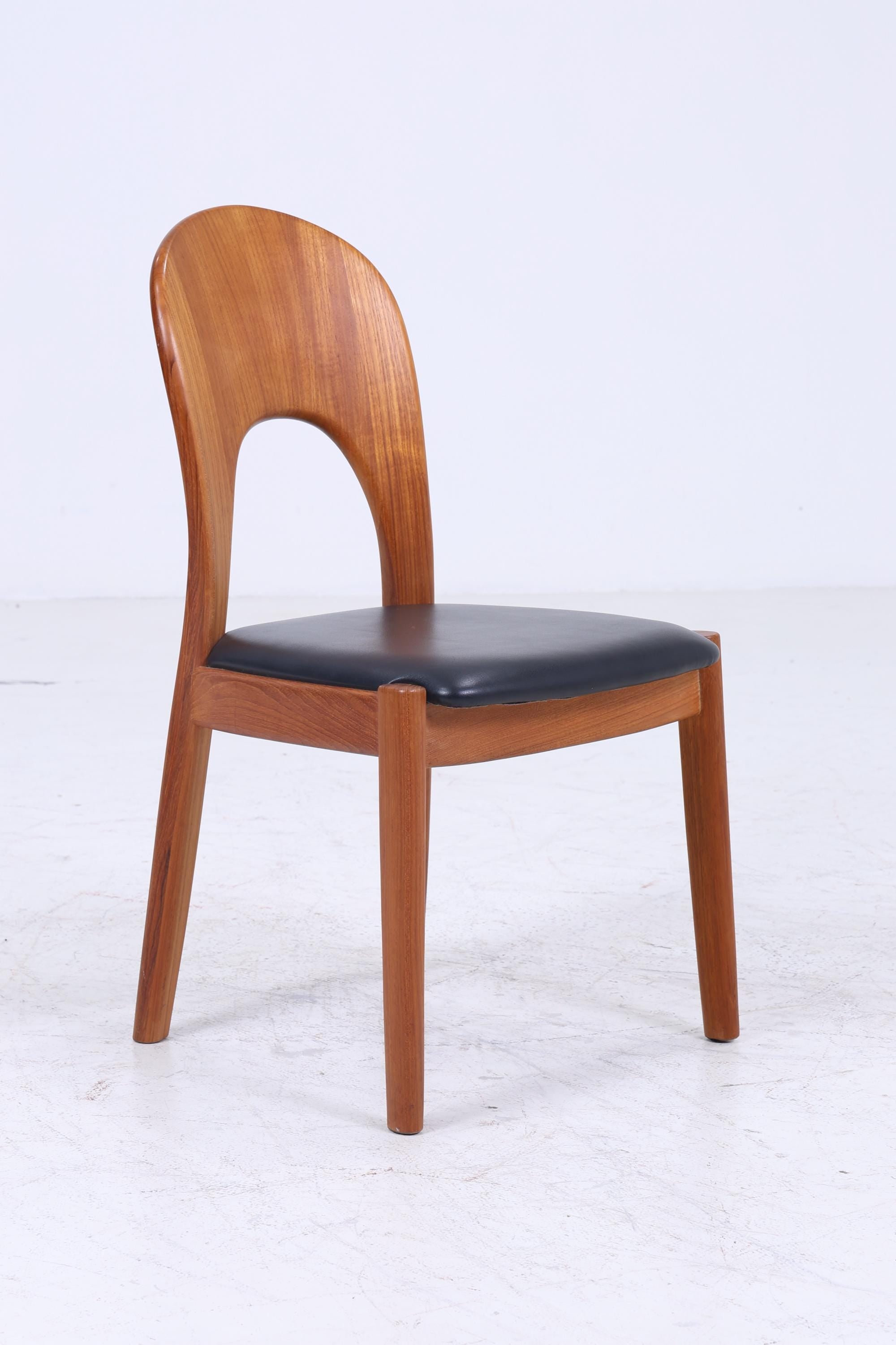 5 Vintage Teak Esszimmer Stühle von Niels Koefoed für Glostrup | Mid Century Stuhl 60er Jahre | Küchenstuhl Leder Bezug