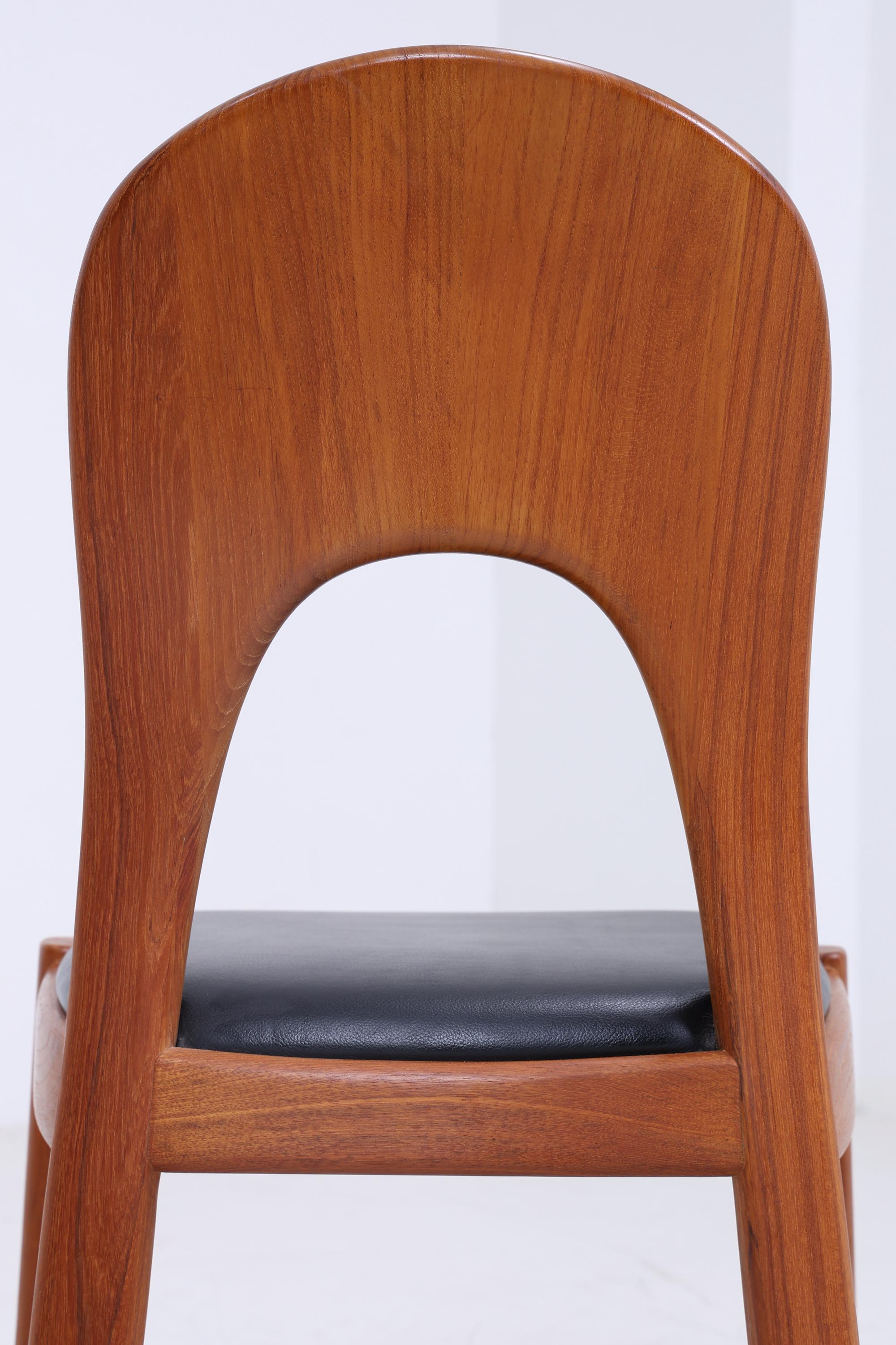 5 Vintage Teak Esszimmer Stühle von Niels Koefoed für Glostrup | Mid Century Stuhl 60er Jahre | Küchenstuhl Leder Bezug