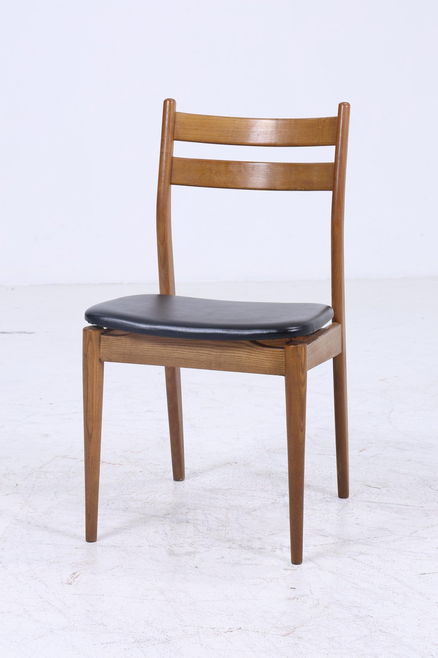 2 Vintage Teak Esszimmer Stühle | Mid Century Stuhl 60er Jahre | Küchenstuhl Leder Bezug