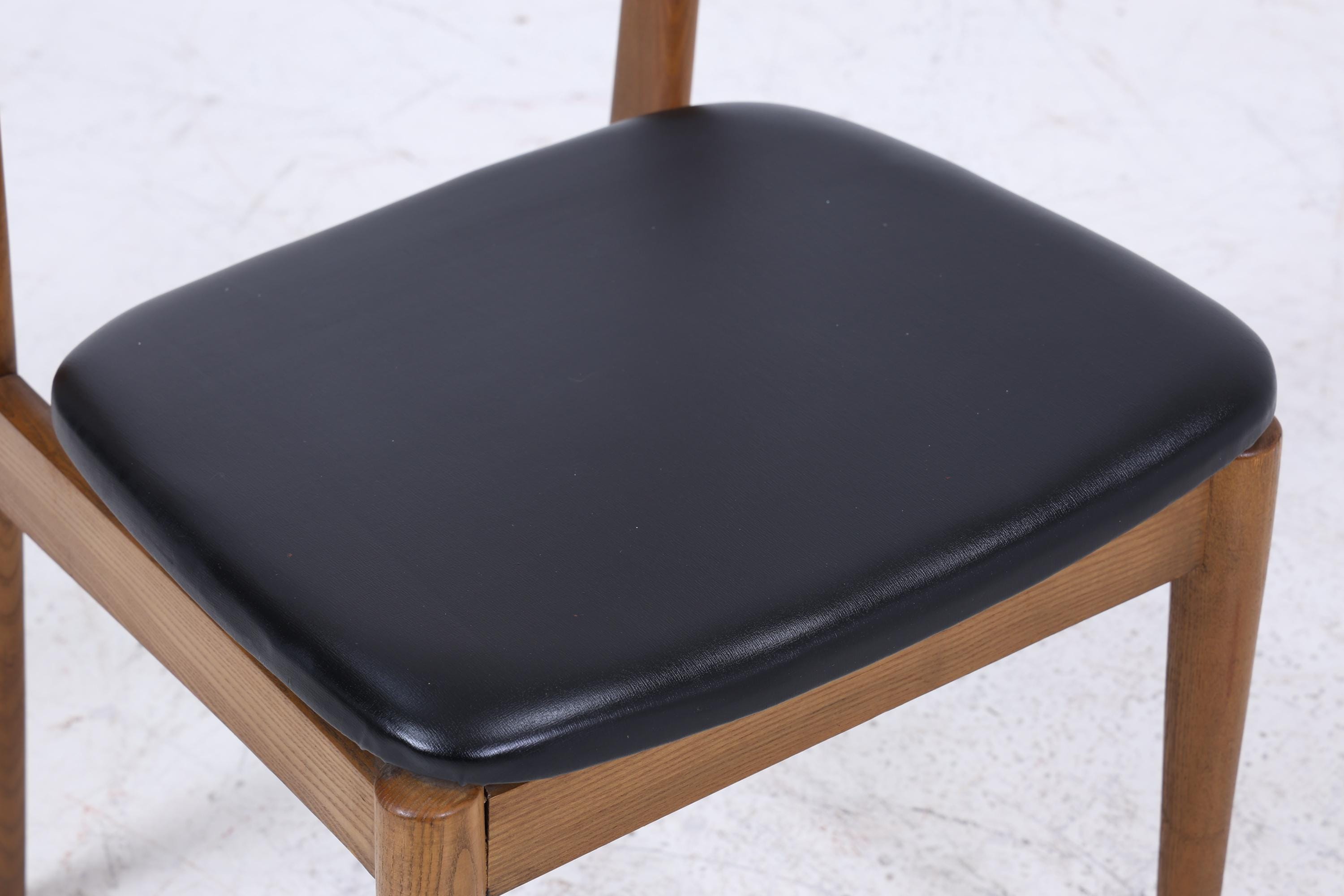 2 Vintage Teak Esszimmer Stühle | Mid Century Stuhl 60er Jahre | Küchenstuhl Leder Bezug