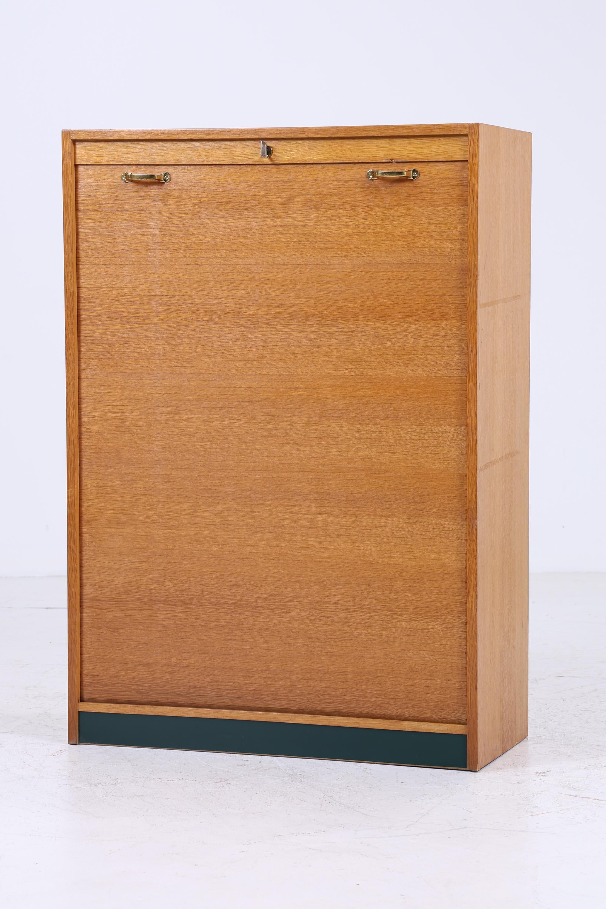 Vintage Rollladenschrank 60er Jahre | Mid Century Schrank Bücherschrank Highboard Holz Aufbewahrung Aktenschrank