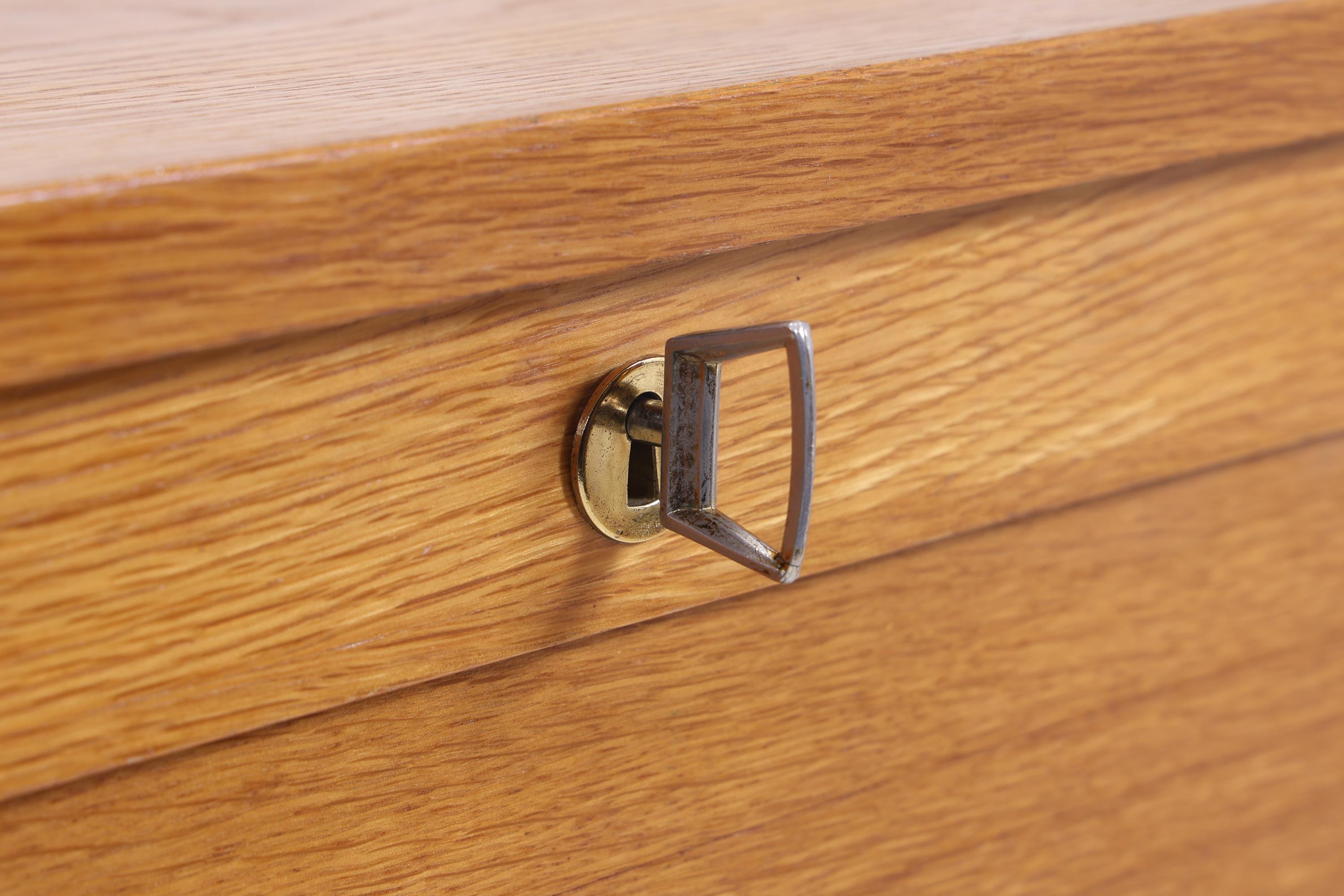 Vintage Rollladenschrank 60er Jahre | Mid Century Schrank Bücherschrank Highboard Holz Aufbewahrung Aktenschrank