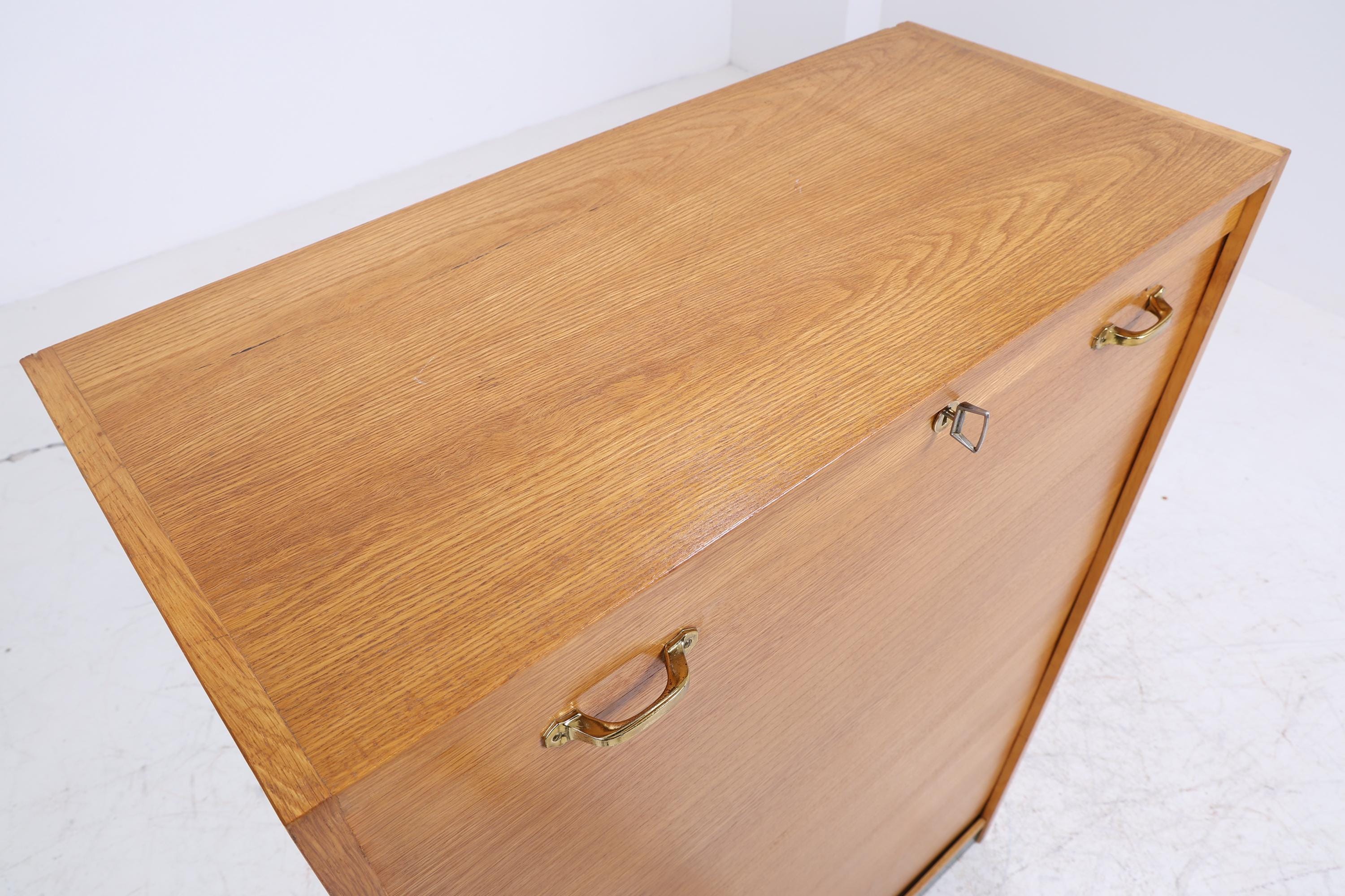 Vintage Rollladenschrank 60er Jahre | Mid Century Schrank Bücherschrank Highboard Holz Aufbewahrung Aktenschrank