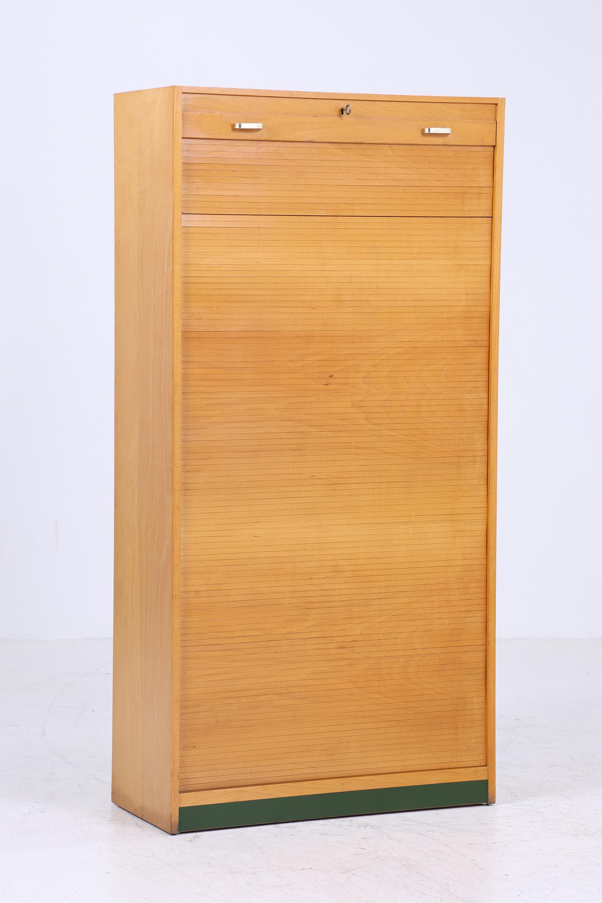 Vintage Rollladenschrank 60er Jahre | Mid Century Schrank Bücherschrank Highboard Holz Aufbewahrung Aktenschrank