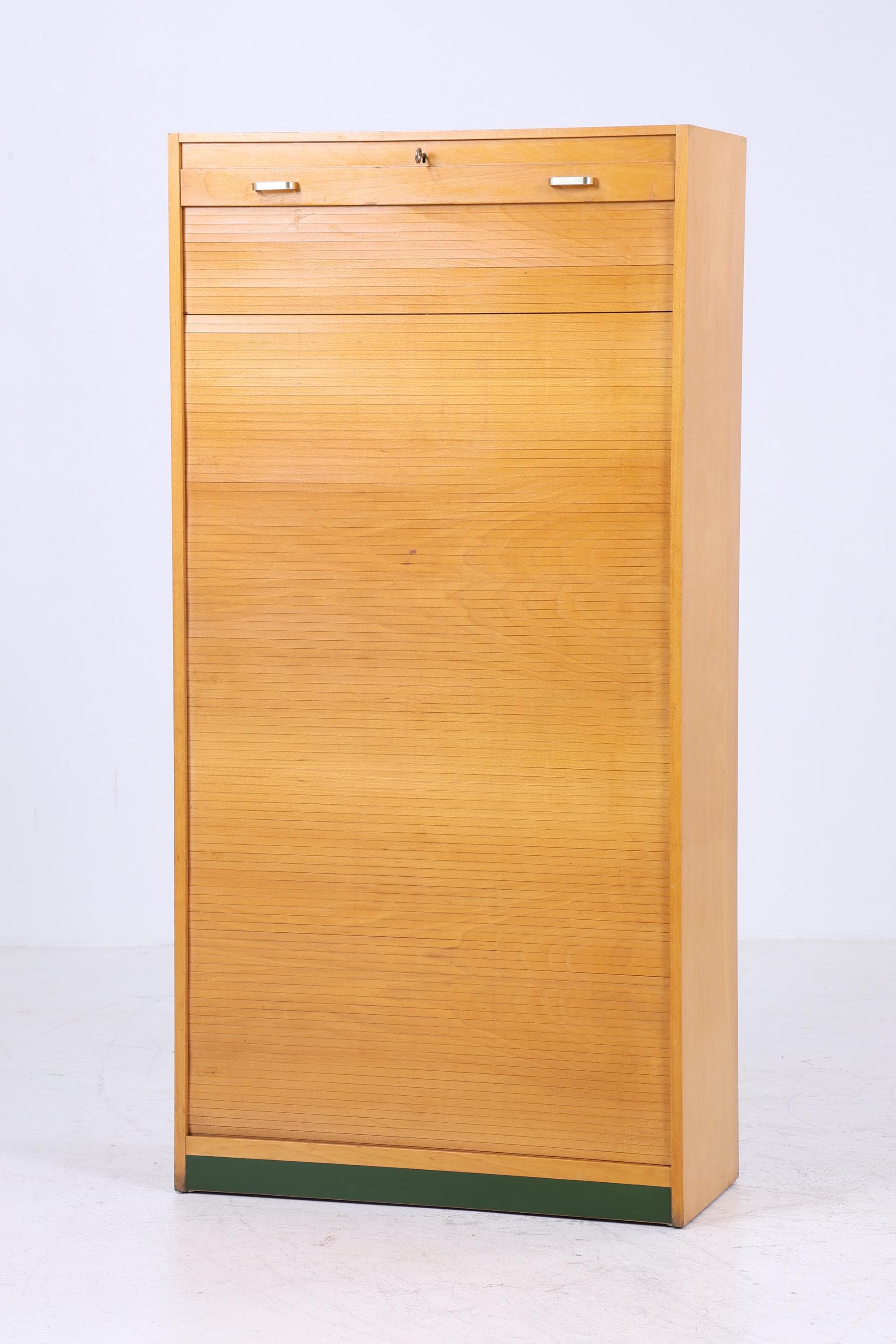 Vintage Rollladenschrank 60er Jahre | Mid Century Schrank Bücherschrank Highboard Holz Aufbewahrung Aktenschrank