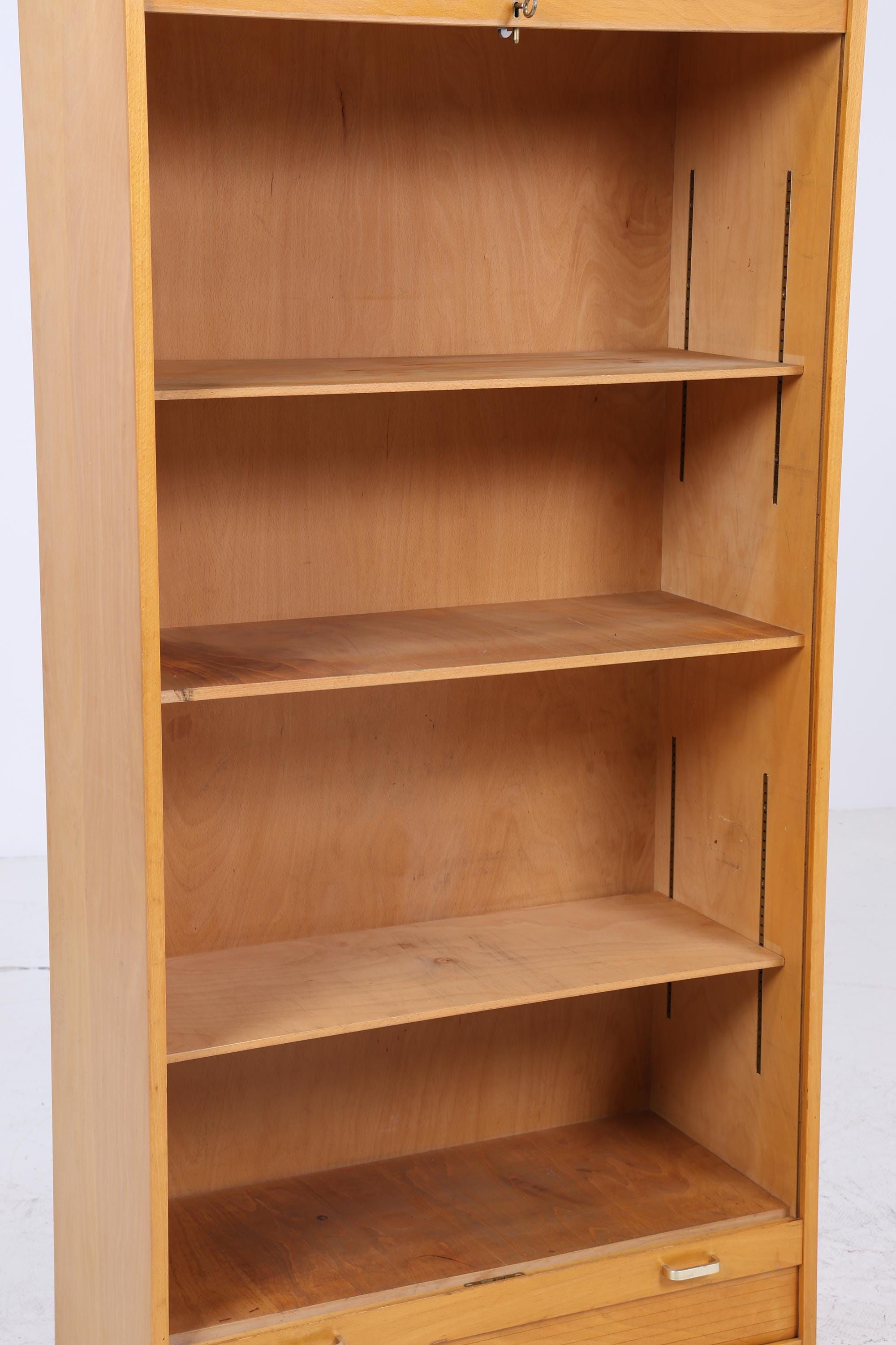 Vintage Rollladenschrank 60er Jahre | Mid Century Schrank Bücherschrank Highboard Holz Aufbewahrung Aktenschrank