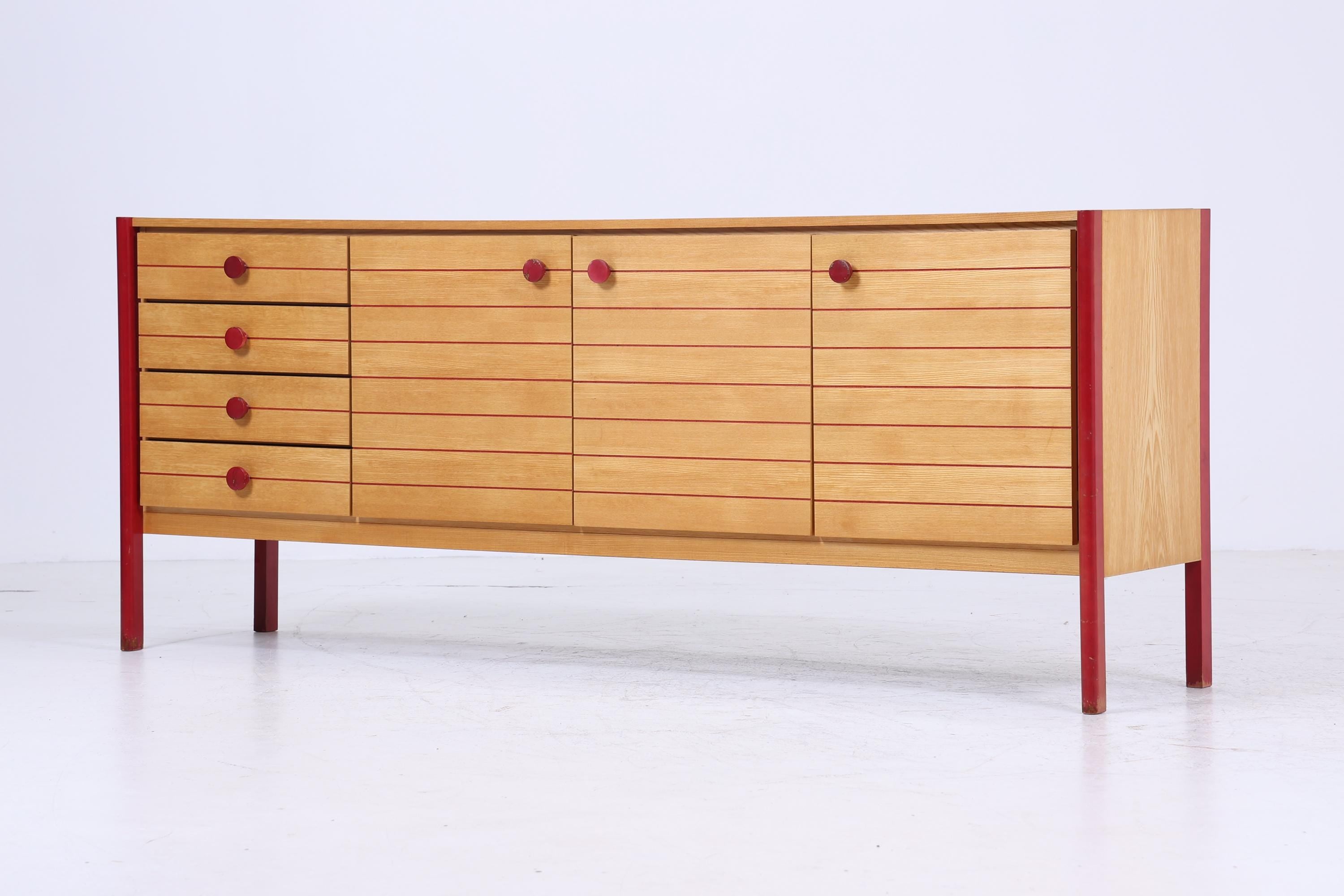 Vintage Sideboard 60er Jahre | Mid Century Schubladen TV Board mit Schubladen & Fächern Retro Anrichte Holz Aufbewahrung
