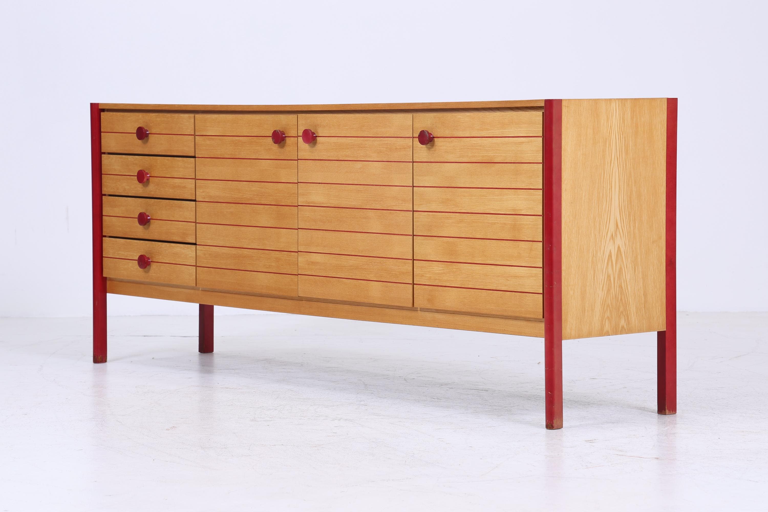 Vintage Sideboard 60er Jahre | Mid Century Schubladen TV Board mit Schubladen & Fächern Retro Anrichte Holz Aufbewahrung
