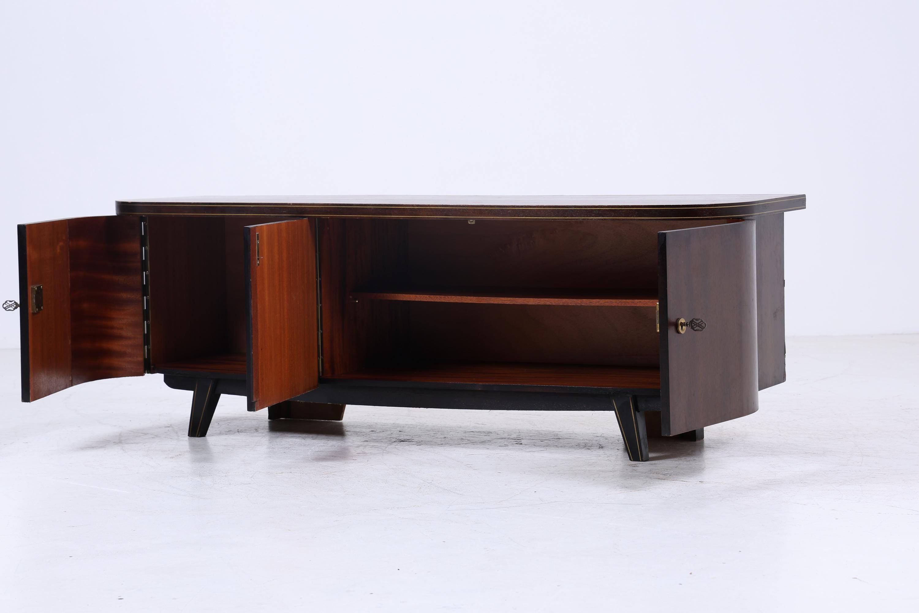 Dunkles Vintage Lowboard 60er Jahre | Mid Century Sideboard mit Fächern Retro Dunkel Holz