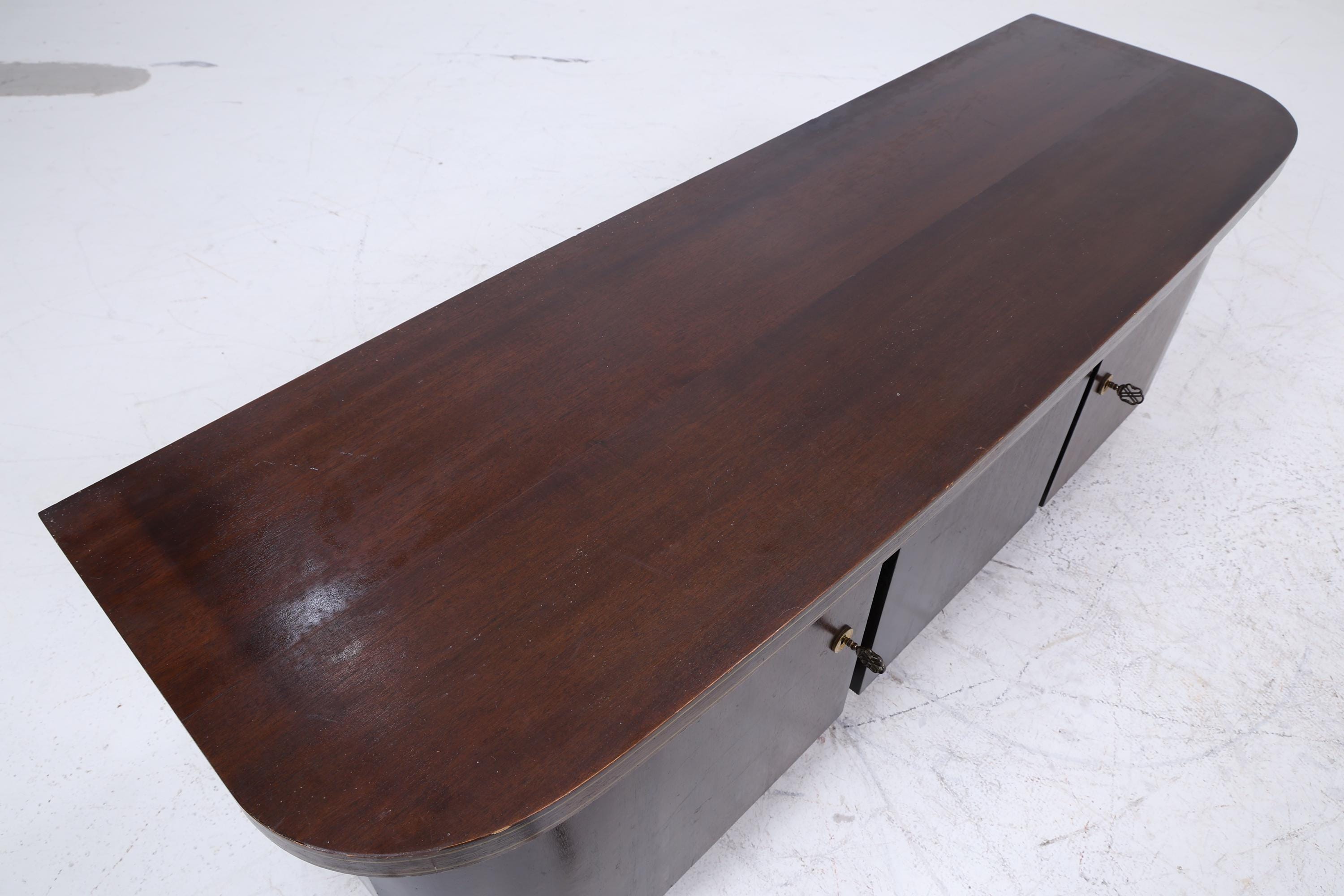 Dunkles Vintage Lowboard 60er Jahre | Mid Century Sideboard mit Fächern Retro Dunkel Holz