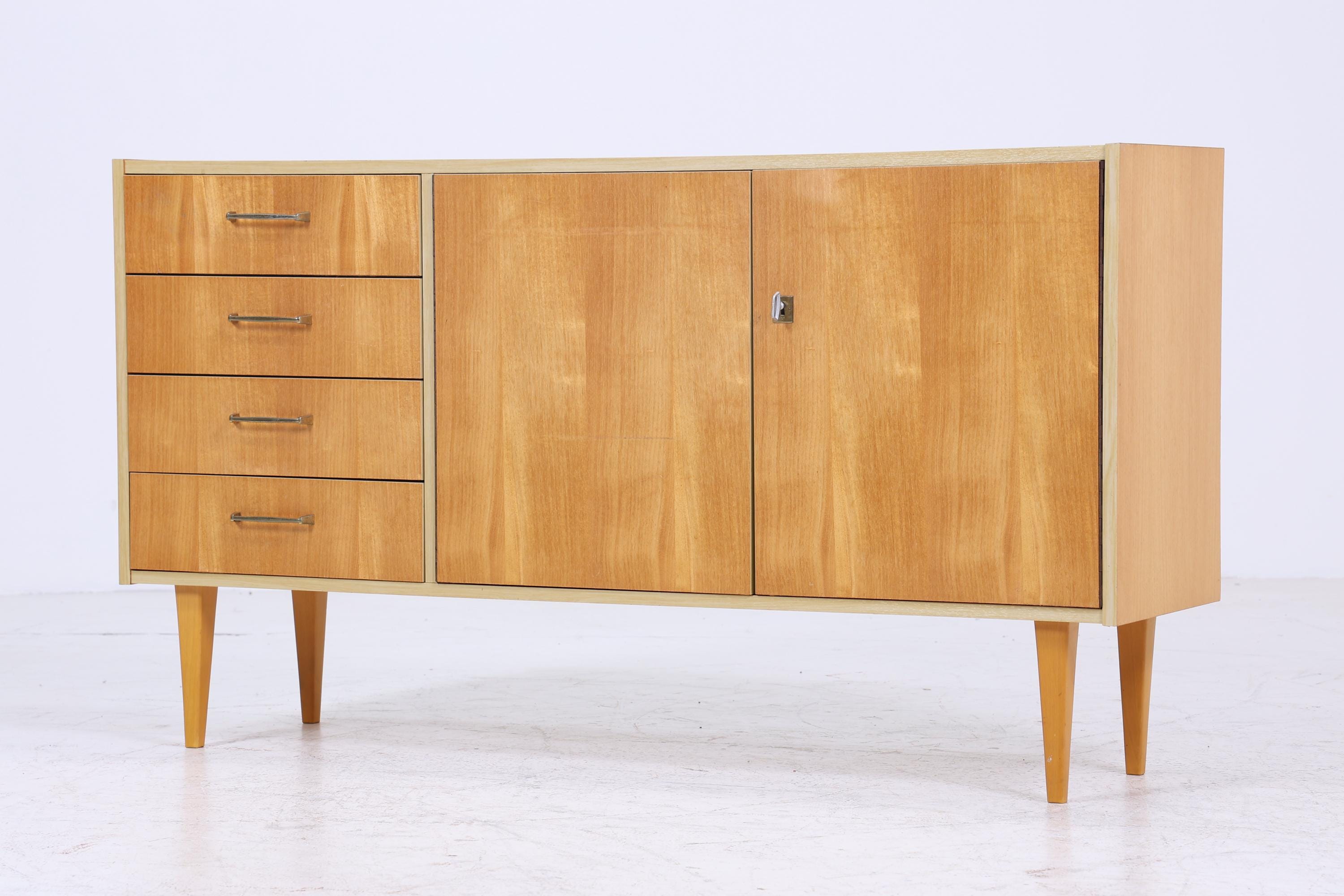 Vintage Sideboard 60er Jahre | Mid Century Schubladen TV Board mit Schubladen & Fächern Retro Anrichte Holz Aufbewahrung