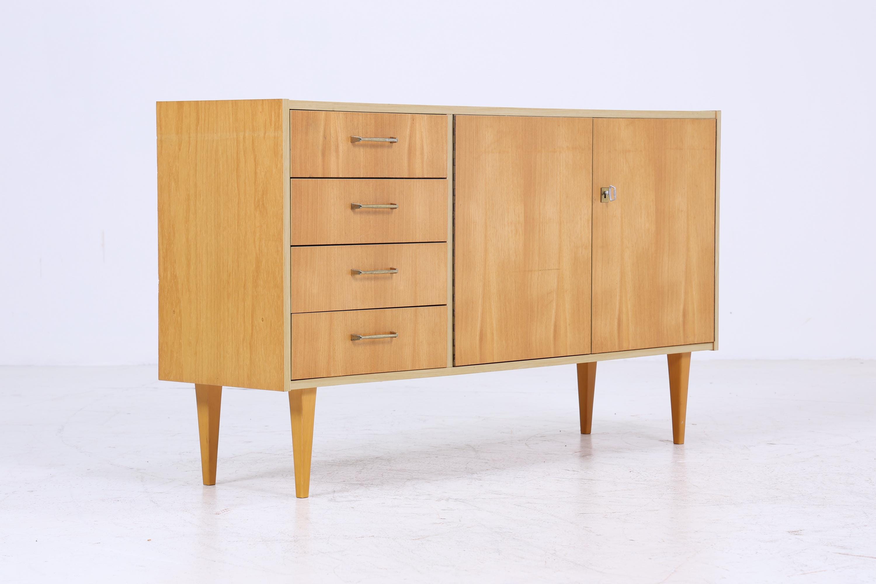 Vintage Sideboard 60er Jahre | Mid Century Schubladen TV Board mit Schubladen & Fächern Retro Anrichte Holz Aufbewahrung
