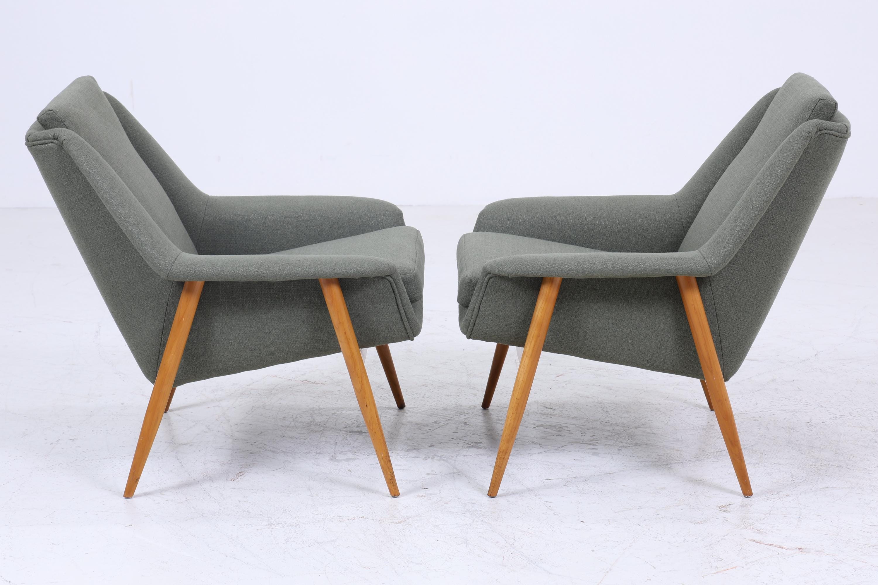 2 Vintage Armlehnsessel von Wilhelm Knoll für Cassina 60er Jahre | Design Mid Century Stuhl Olivgrün Retro Holz Wohnzimmer 70er