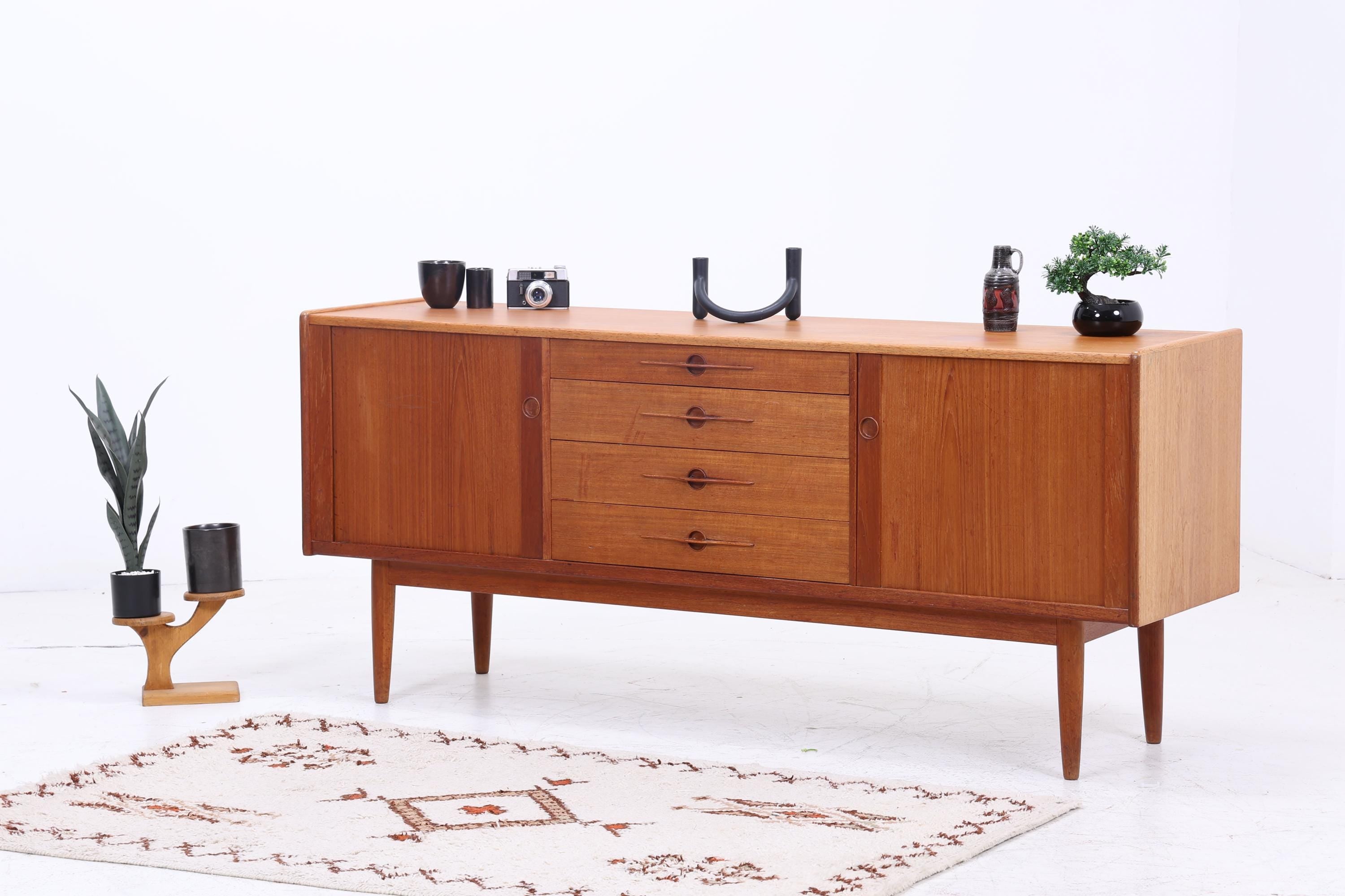 Vintage Teak Sideboard von Harry Ostergaard Lyby Mobler 60er Jahre | Mid Century Anrichte mit Schubladen & Lamellentüren Holz