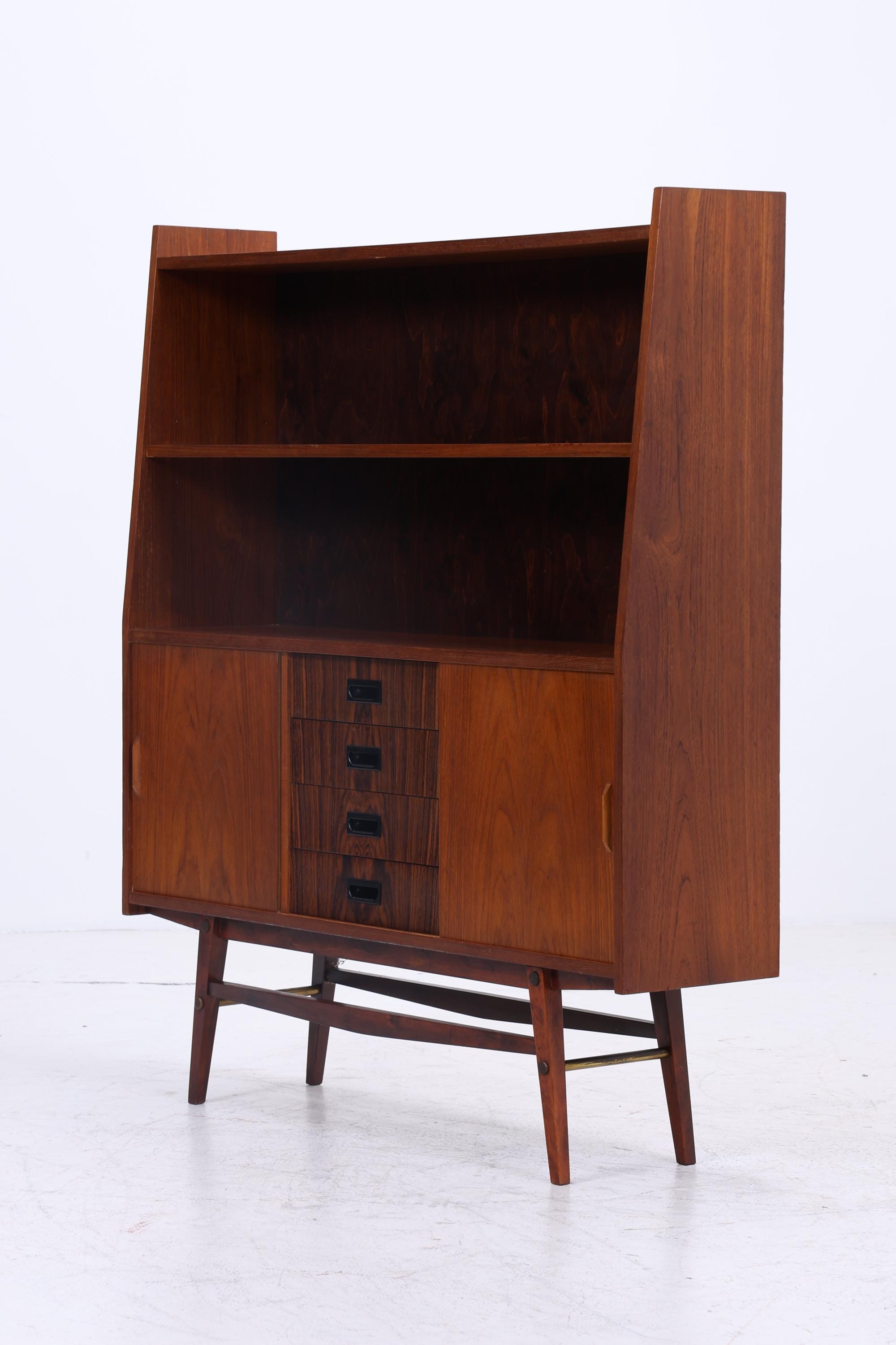 Vintage Teak Regalschrank | Mid Century Regal | 60er Retro Bücherregal Holz Aufbewahrung Palisander