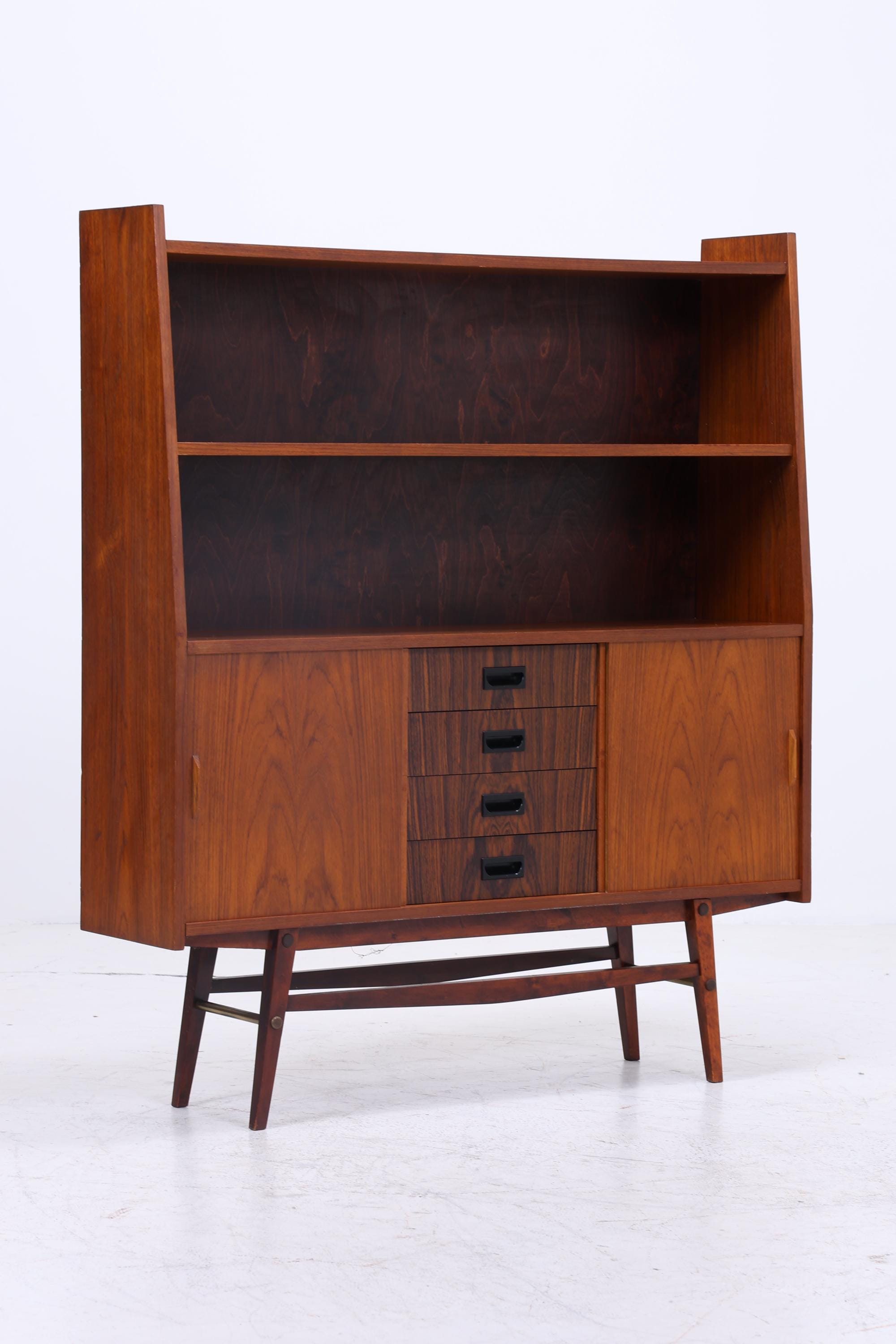 Vintage Teak Regalschrank | Mid Century Regal | 60er Retro Bücherregal Holz Aufbewahrung Palisander