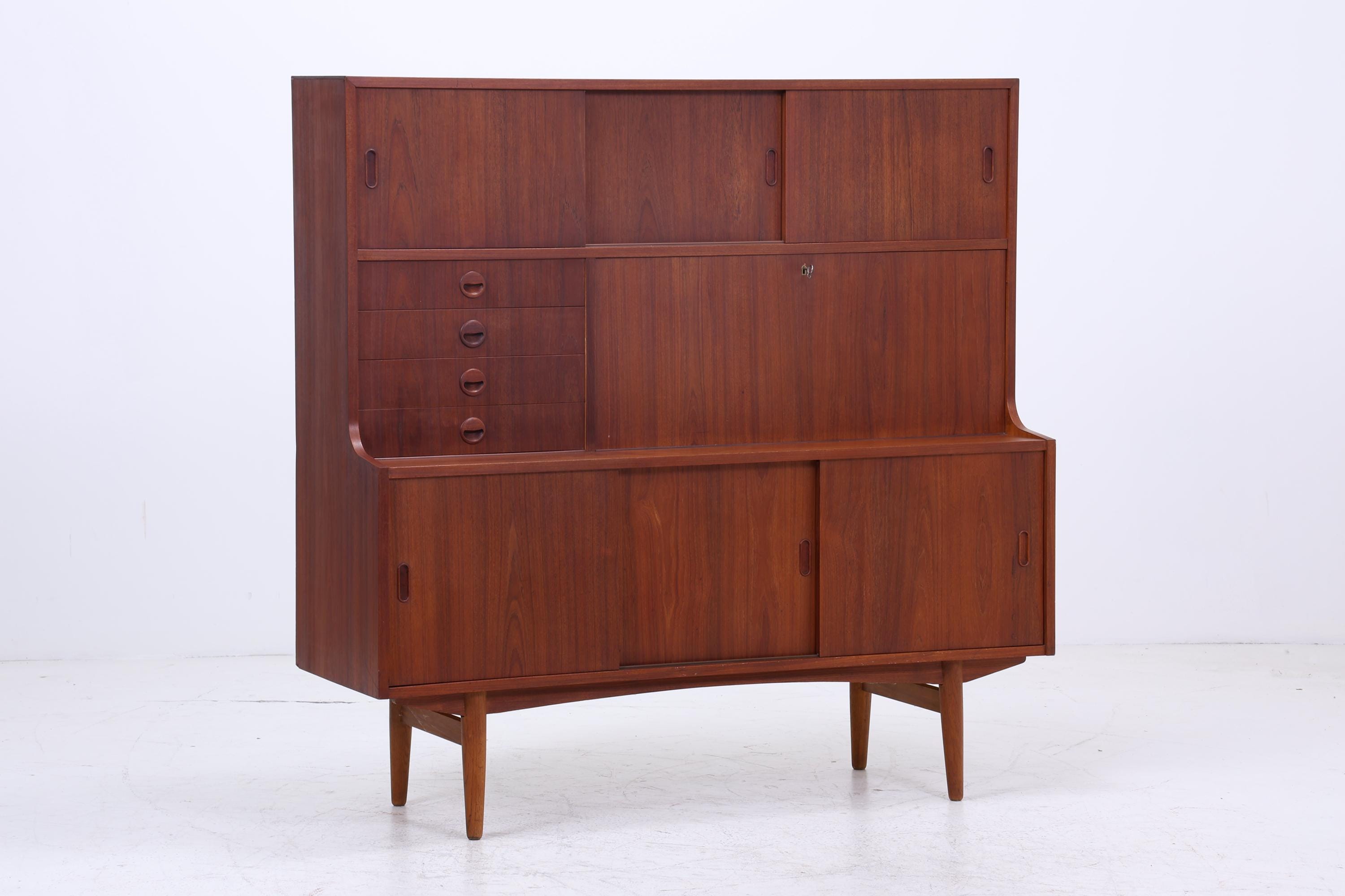 Vintage Teak Regalschrank | Mid Century Schrank Highboard | 60er Barschrank Holz Aufbewahrung