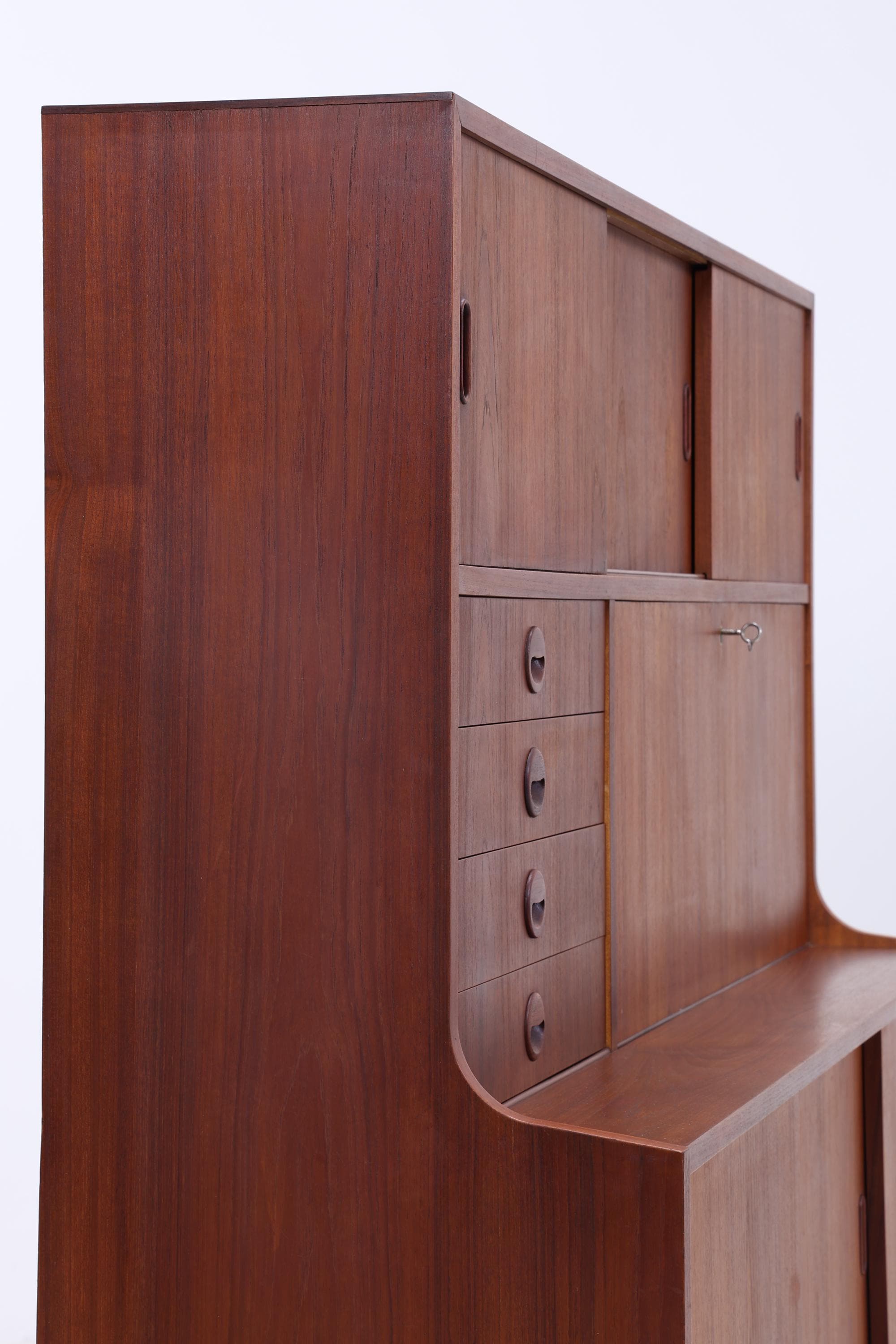 Vintage Teak Regalschrank | Mid Century Schrank Highboard | 60er Barschrank Holz Aufbewahrung