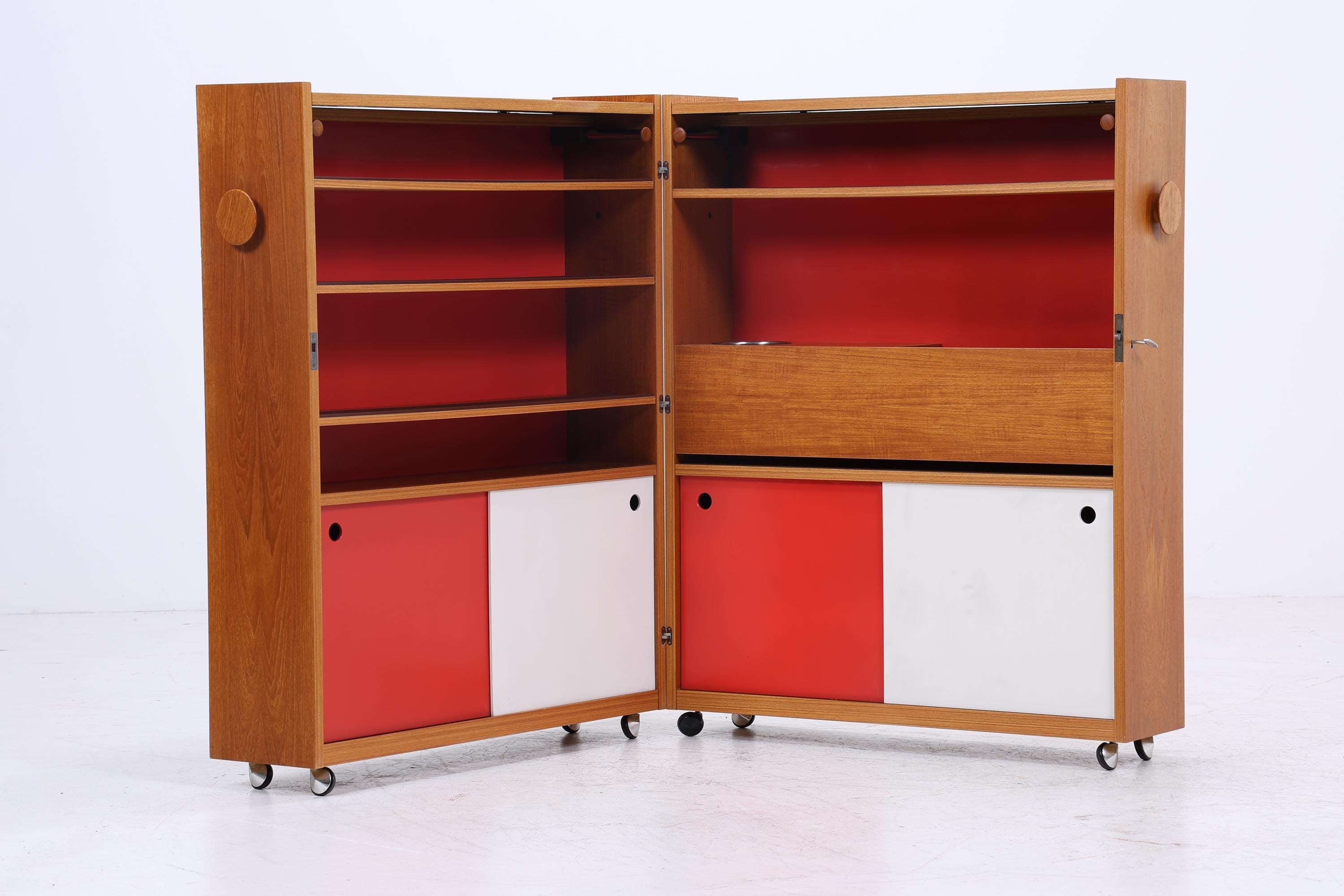 Klappbarer Vintage Teak Barschrank von Johannes Andersen | Mid Century Bar | 60er Retro Rollbar Holz Aufbewahrung Kommode