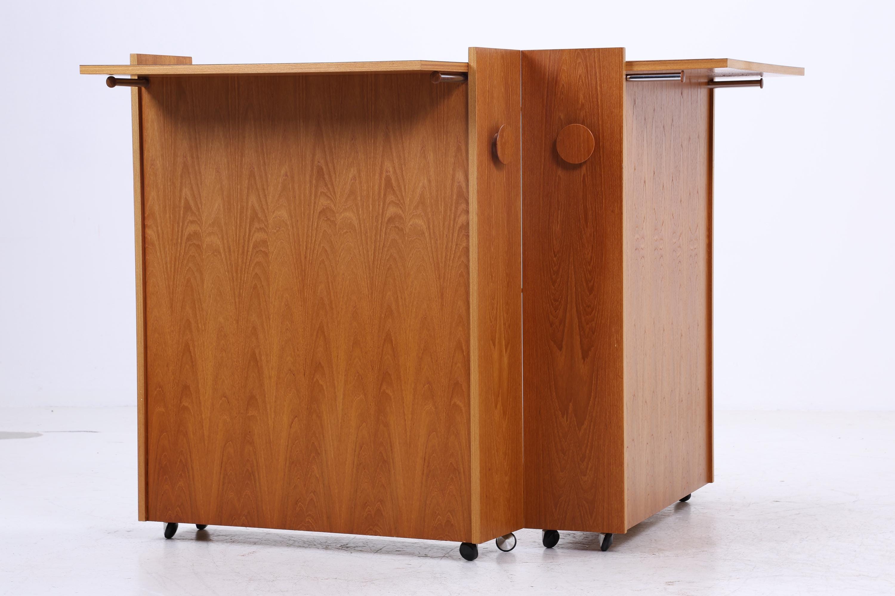 Klappbarer Vintage Teak Barschrank von Johannes Andersen | Mid Century Bar | 60er Retro Rollbar Holz Aufbewahrung Kommode