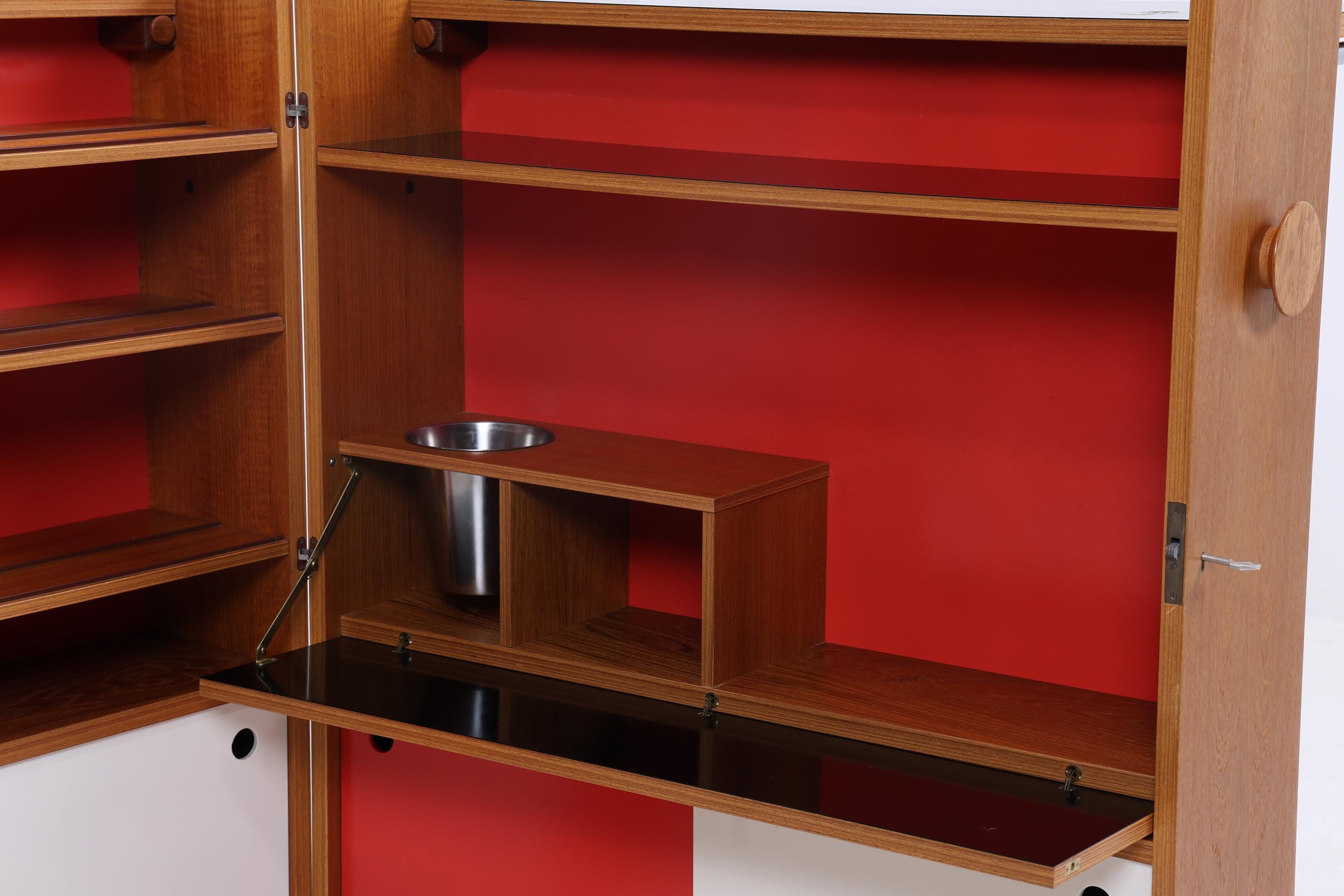 Klappbarer Vintage Teak Barschrank von Johannes Andersen | Mid Century Bar | 60er Retro Rollbar Holz Aufbewahrung Kommode