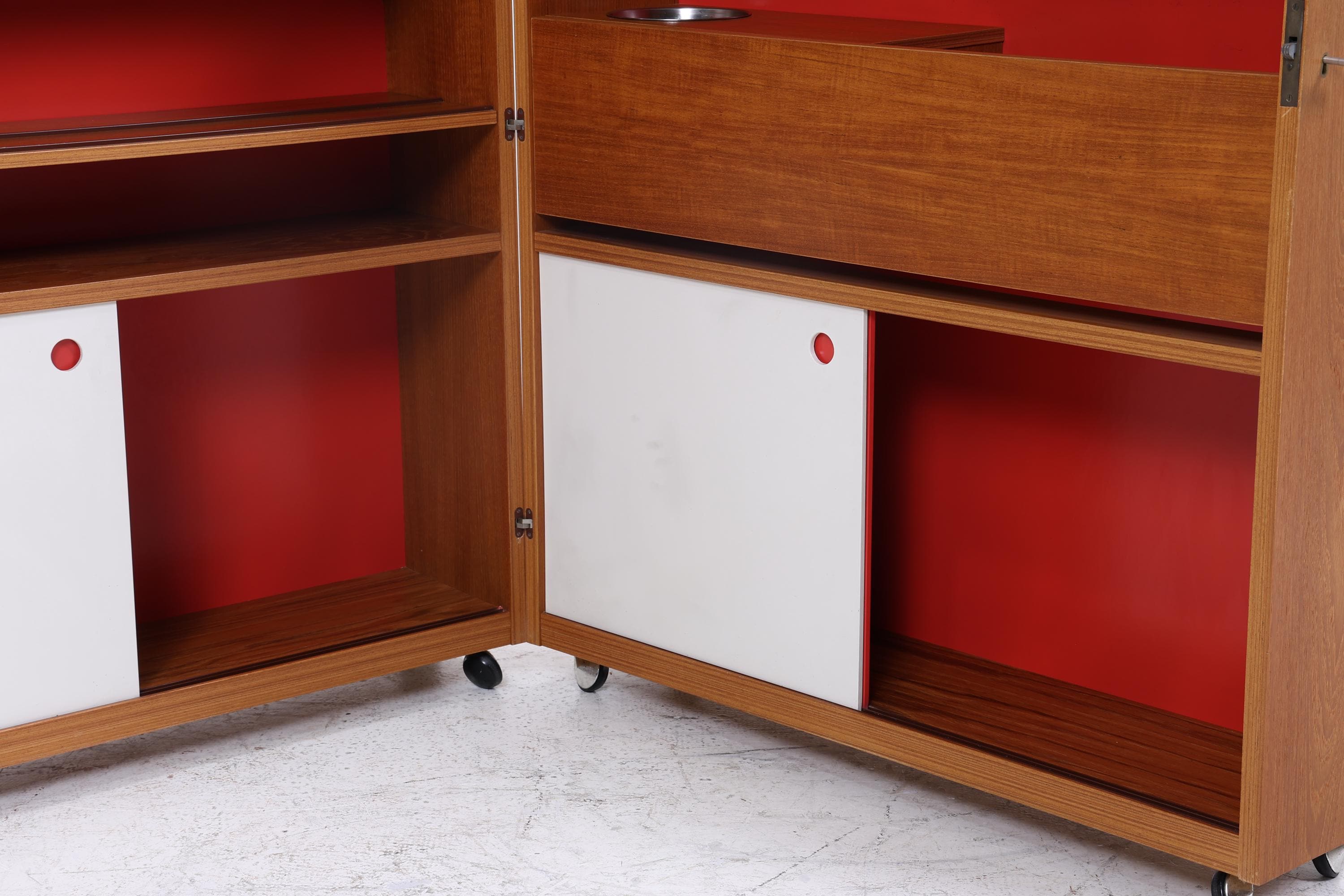 Klappbarer Vintage Teak Barschrank von Johannes Andersen | Mid Century Bar | 60er Retro Rollbar Holz Aufbewahrung Kommode