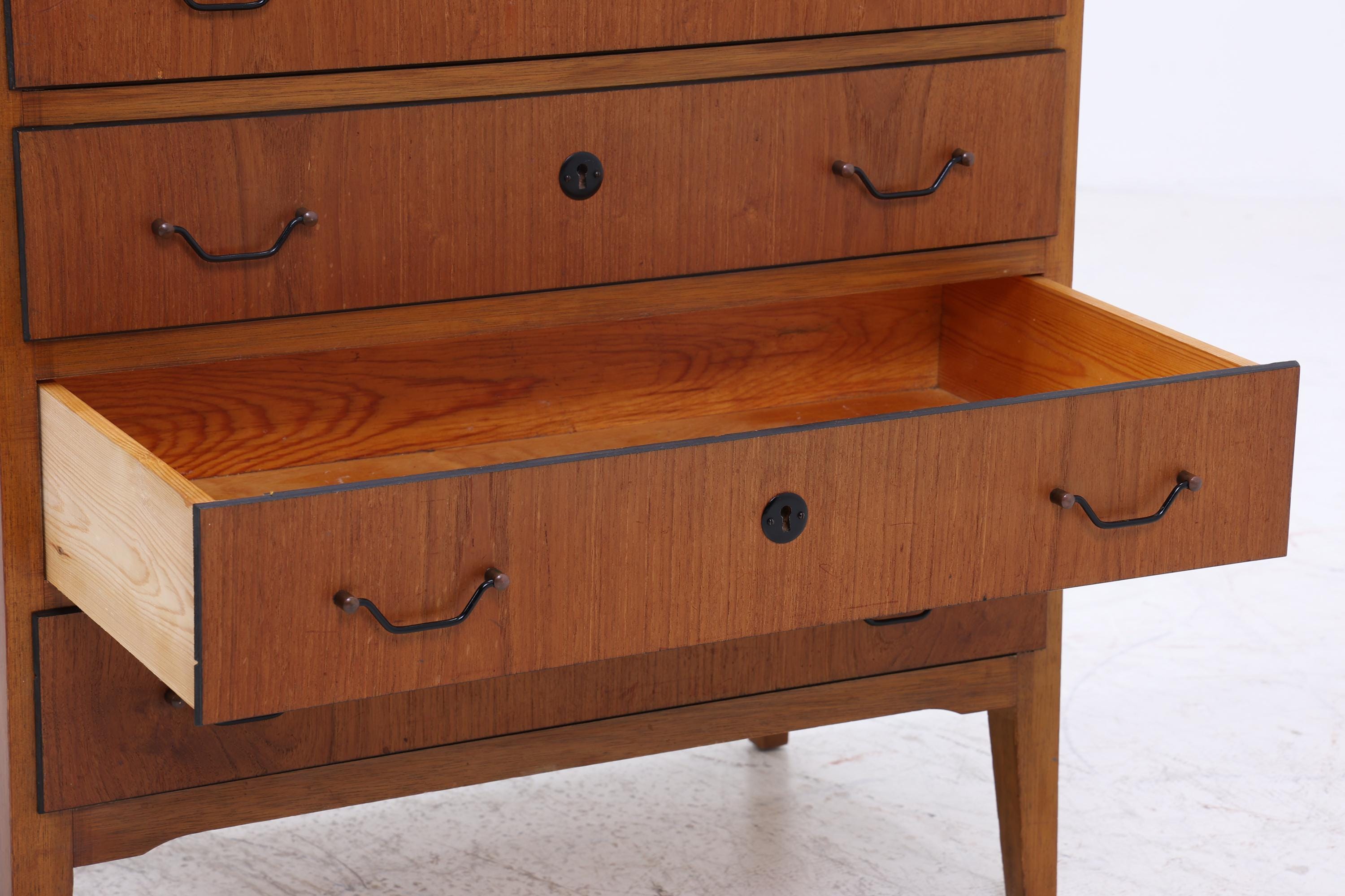 Vintage Teak Kommode | Mid Century Schubladen Schrank Holz Aufbewahrung 60er Jahre