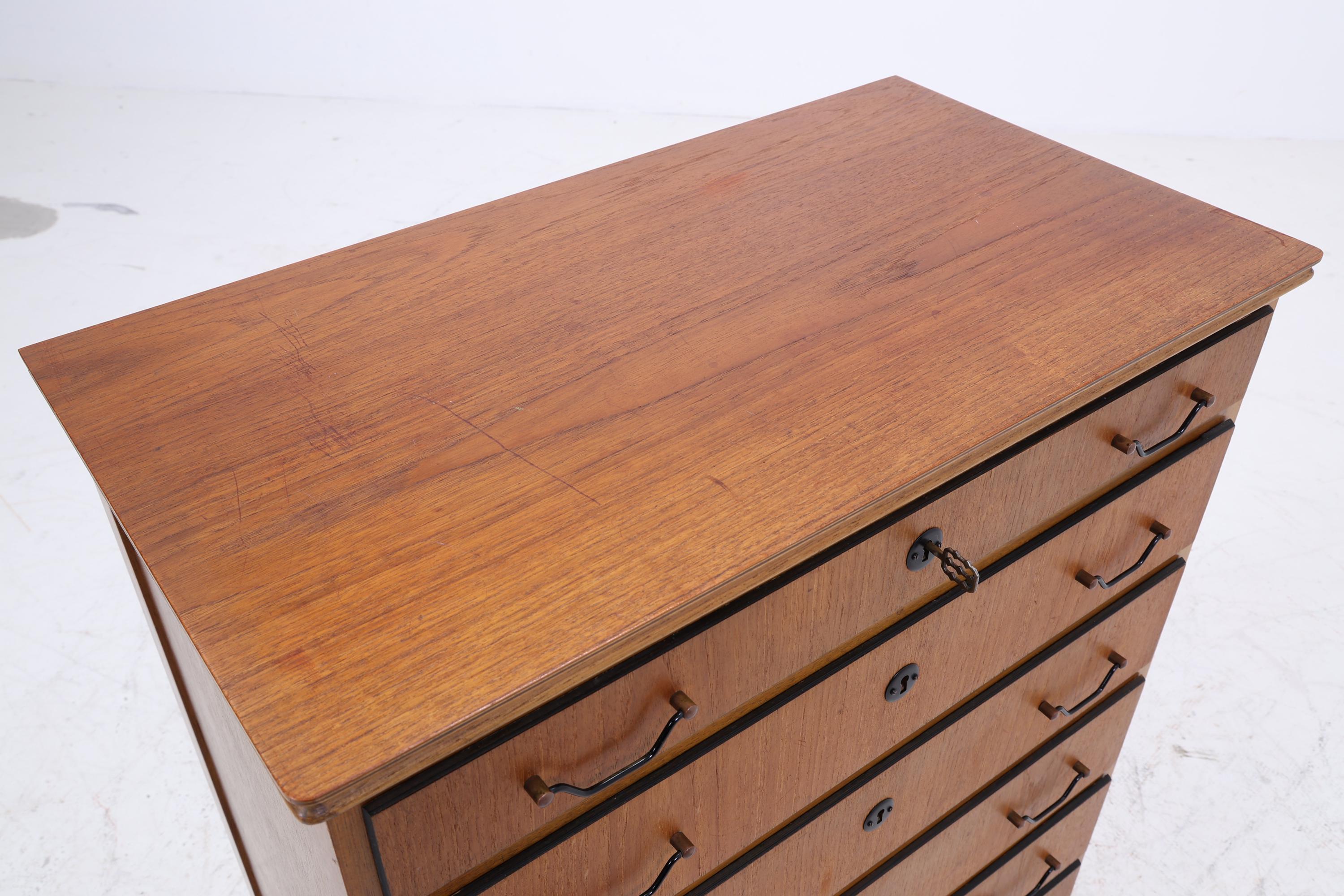 Vintage Teak Kommode | Mid Century Schubladen Schrank Holz Aufbewahrung 60er Jahre