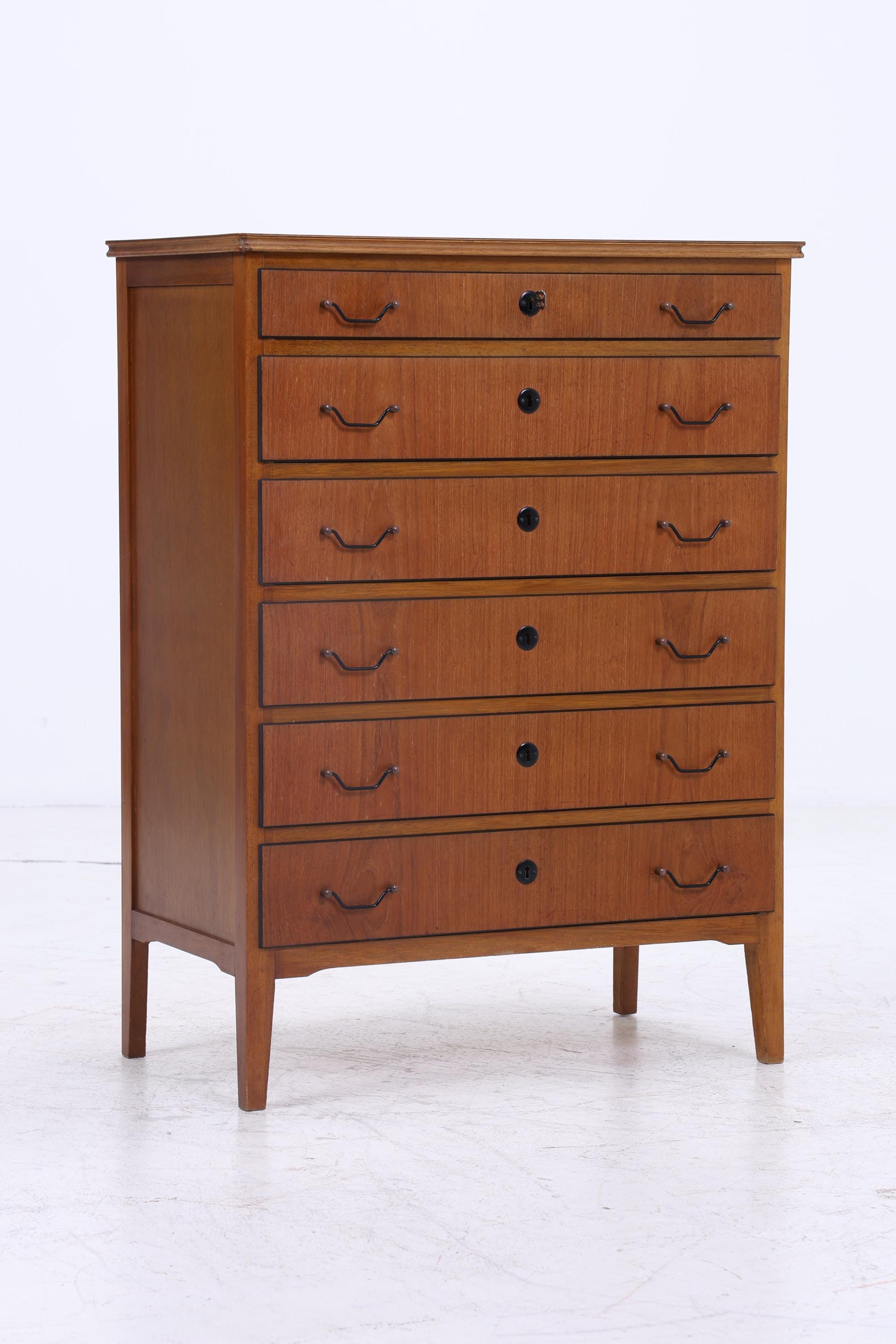 Vintage Teak Kommode | Mid Century Schubladen Schrank Holz Aufbewahrung 60er Jahre