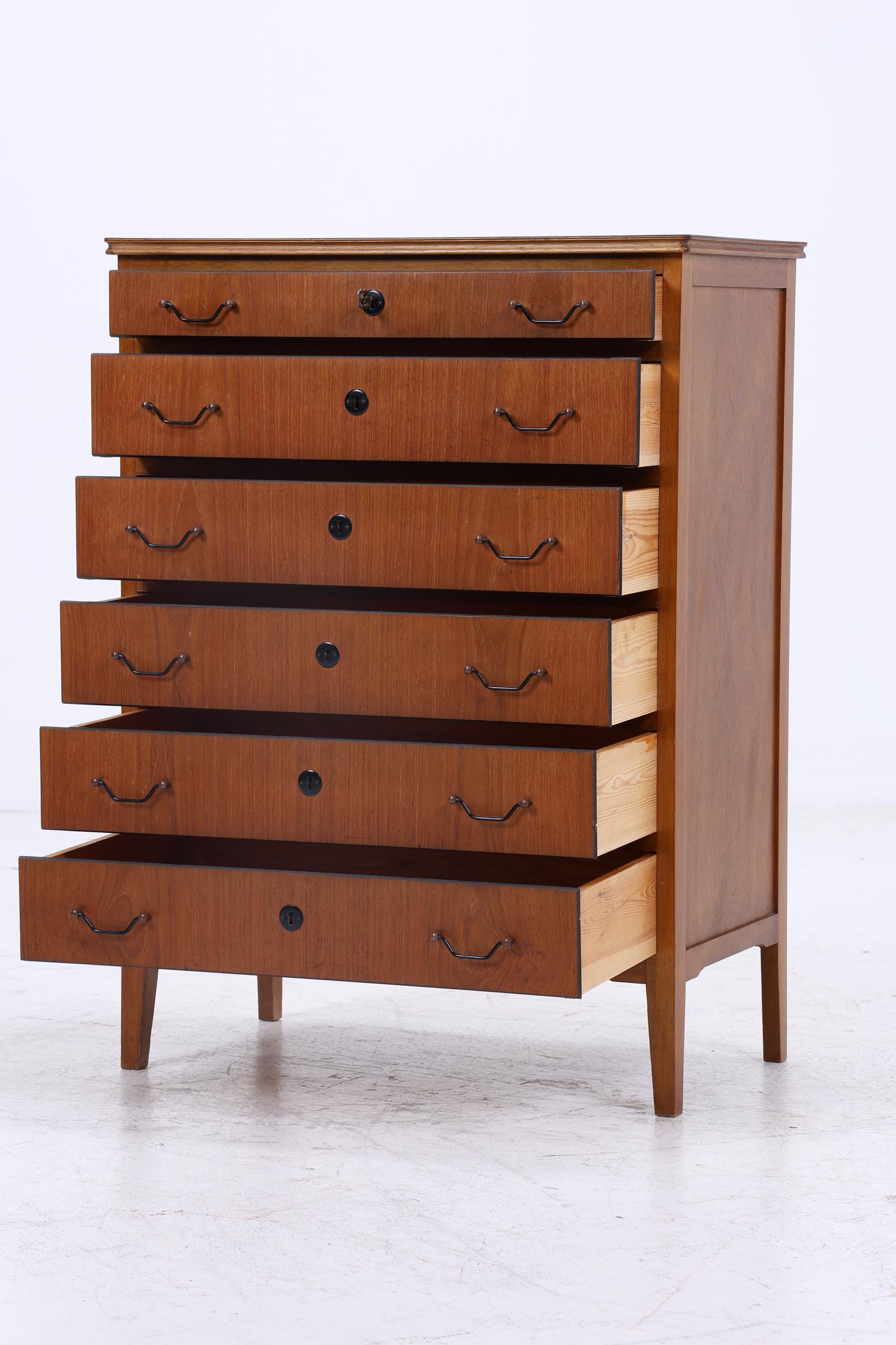 Vintage Teak Kommode | Mid Century Schubladen Schrank Holz Aufbewahrung 60er Jahre