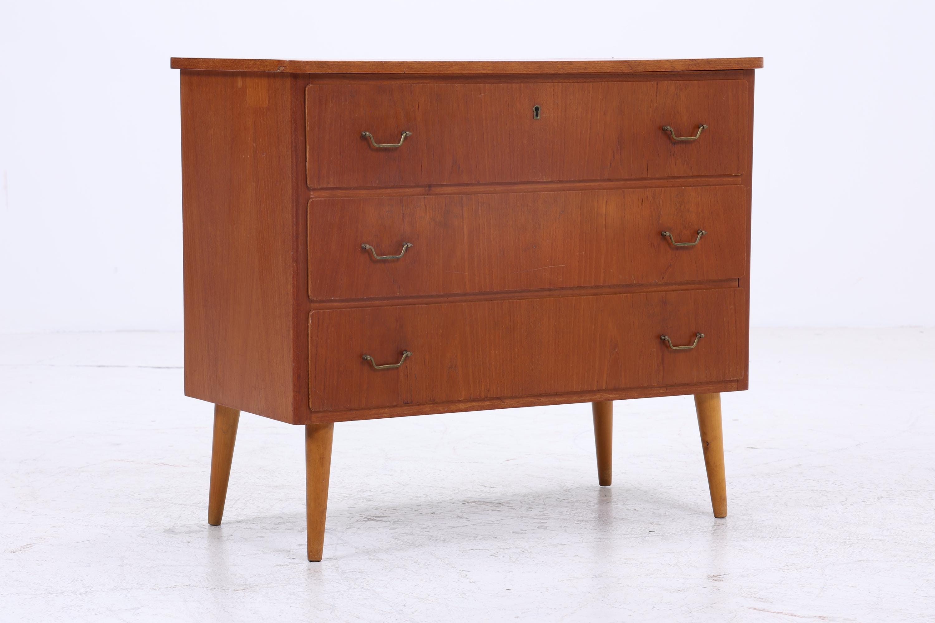 Vintage Teak Kommode | Mid Century Schubladen Schrank Holz Aufbewahrung 60er Jahre