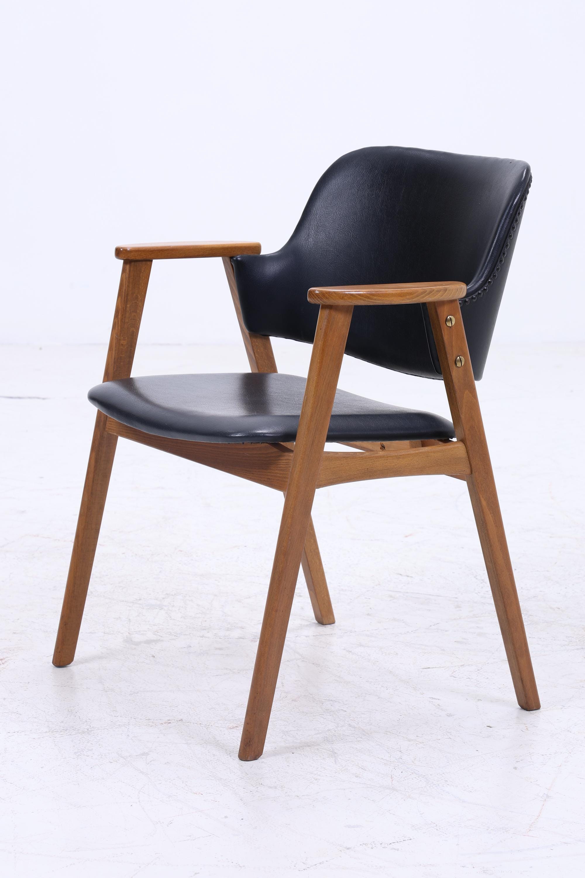 Vintage Teak Stuhl von Erik Kirkegaard für Glostrup | Mid Century Leder Stuhl 60er Jahre | Küchenstuhl