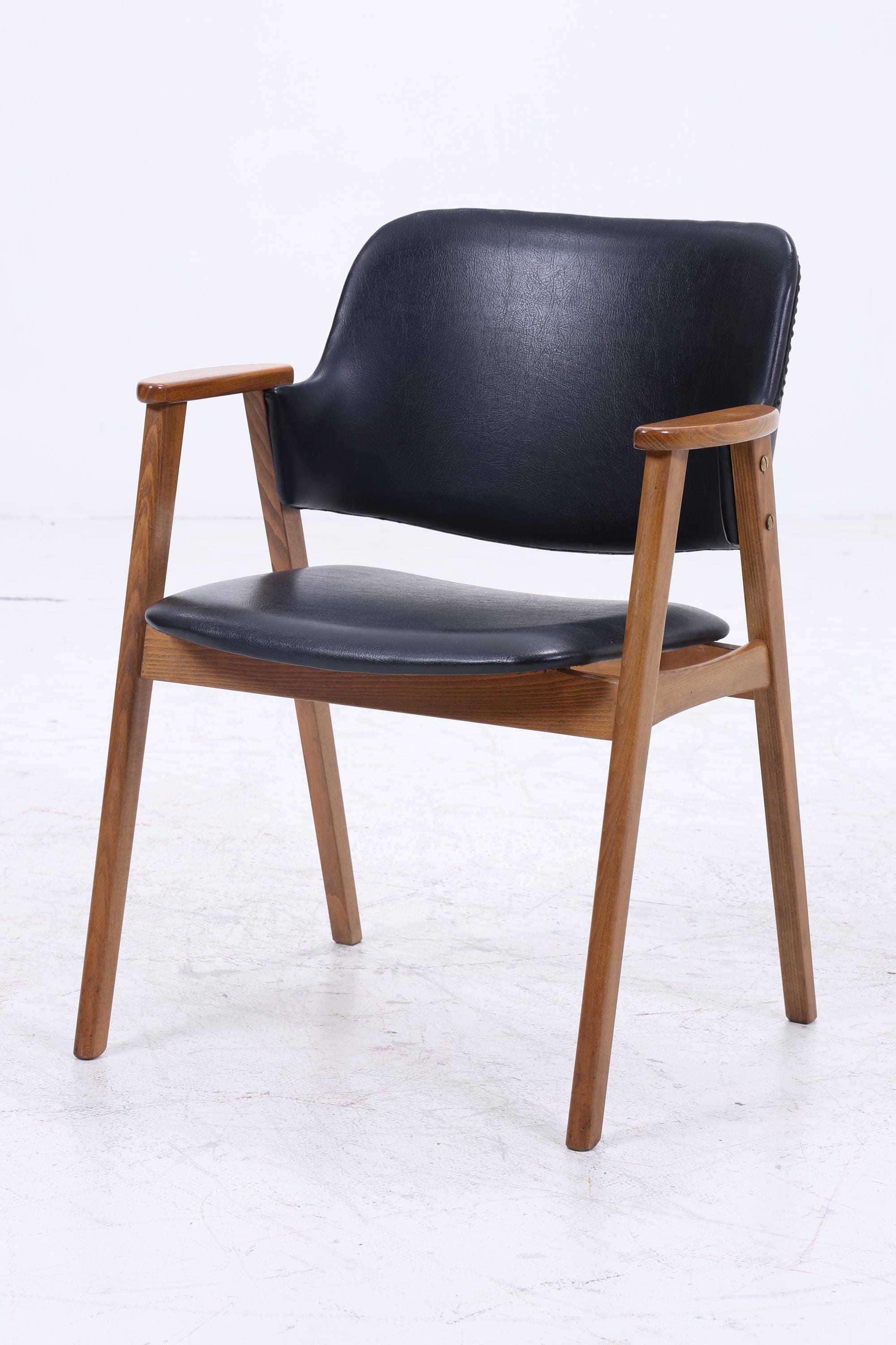 Vintage Teak Stuhl von Erik Kirkegaard für Glostrup | Mid Century Leder Stuhl 60er Jahre | Küchenstuhl