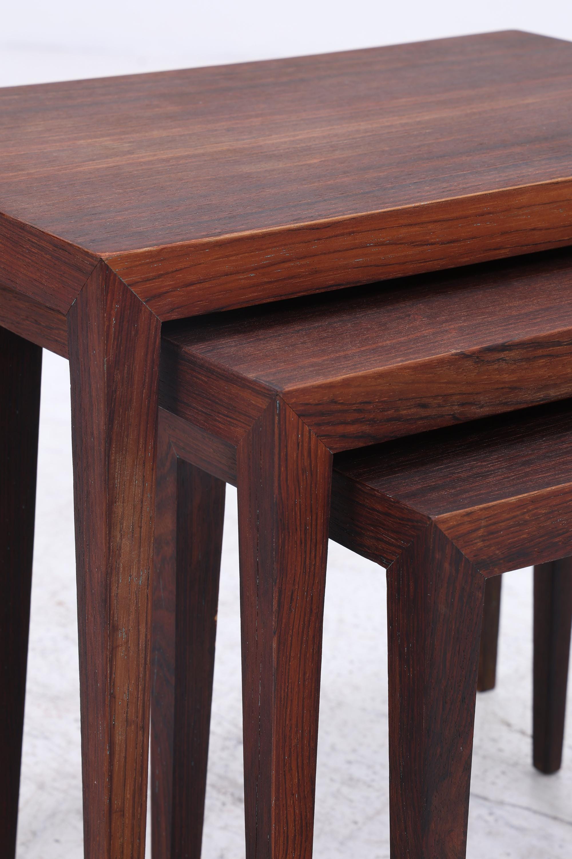 Vintage Satztische von Severin Hansen für Haslev Møbelsnedkeri 60er Jahre | Mid Century Couchtische | 3 Beistelltische 60er Jahre Palisander