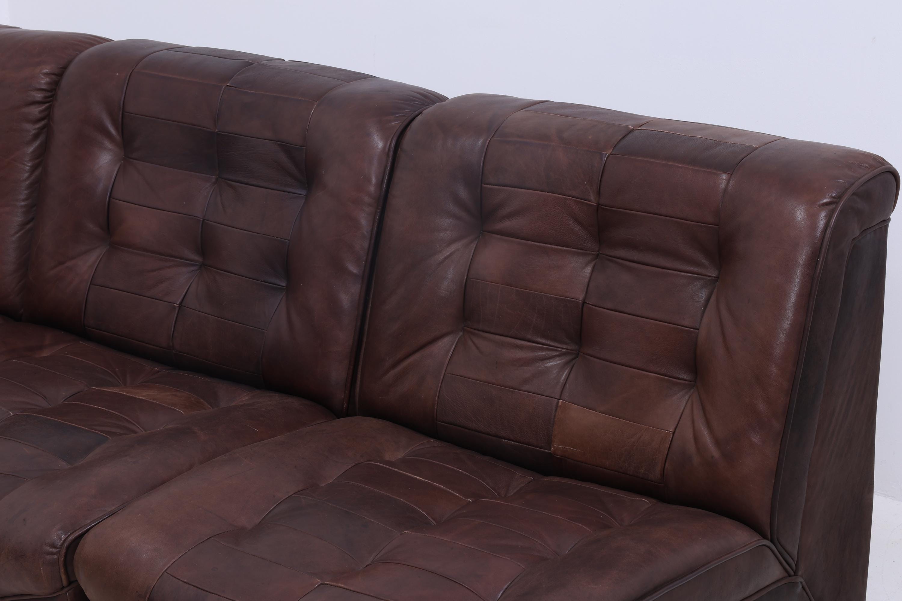 Vintage Modular Leder Sofa von Lemke aus den 70ern | Mid Century Couch Lounge Braun Retro 60er