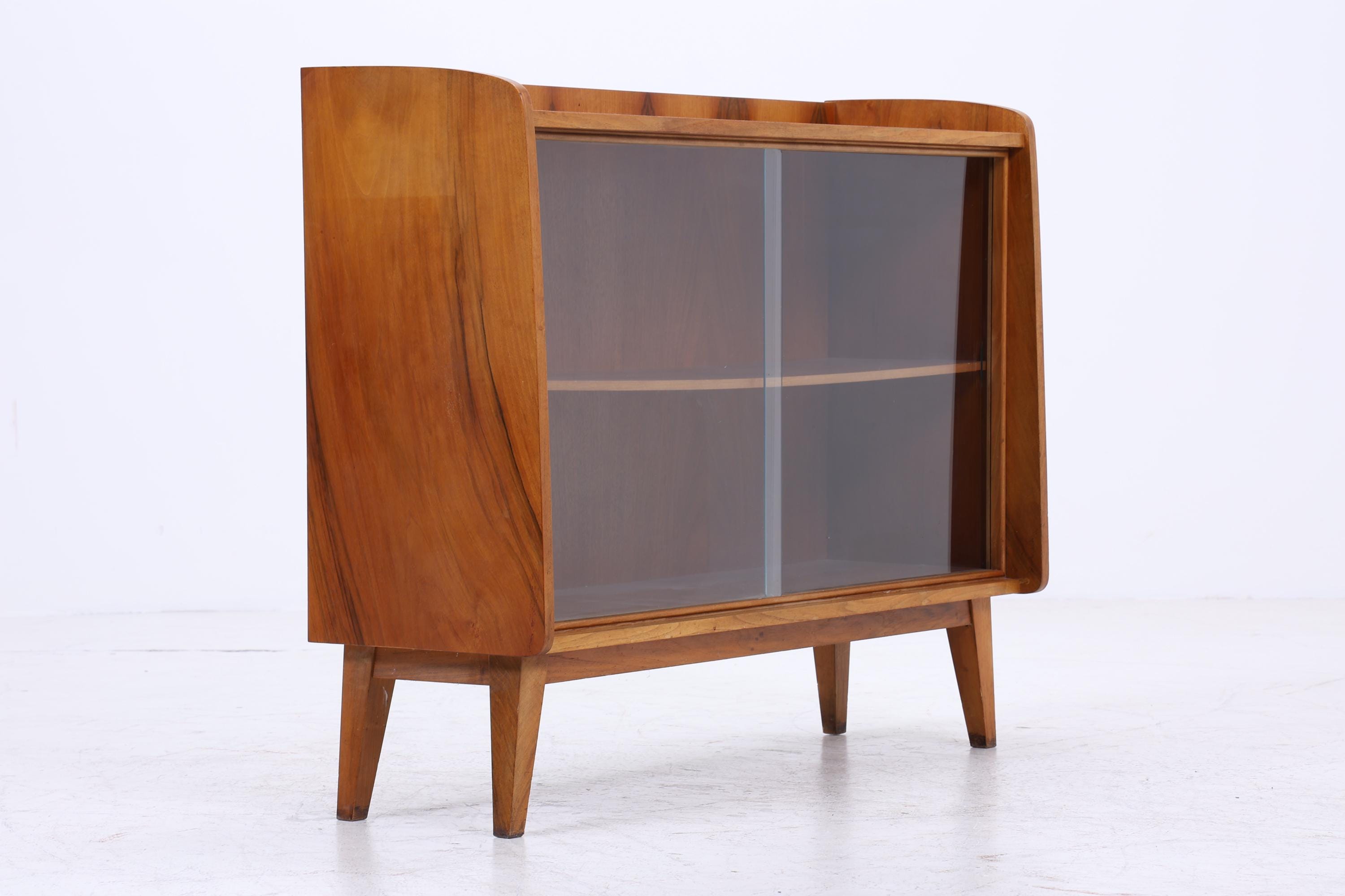 Vintage Kommode mit Glastüren 60er Jahre | Mid Century Vitrine Flur Schrank | Retro 70er Holz