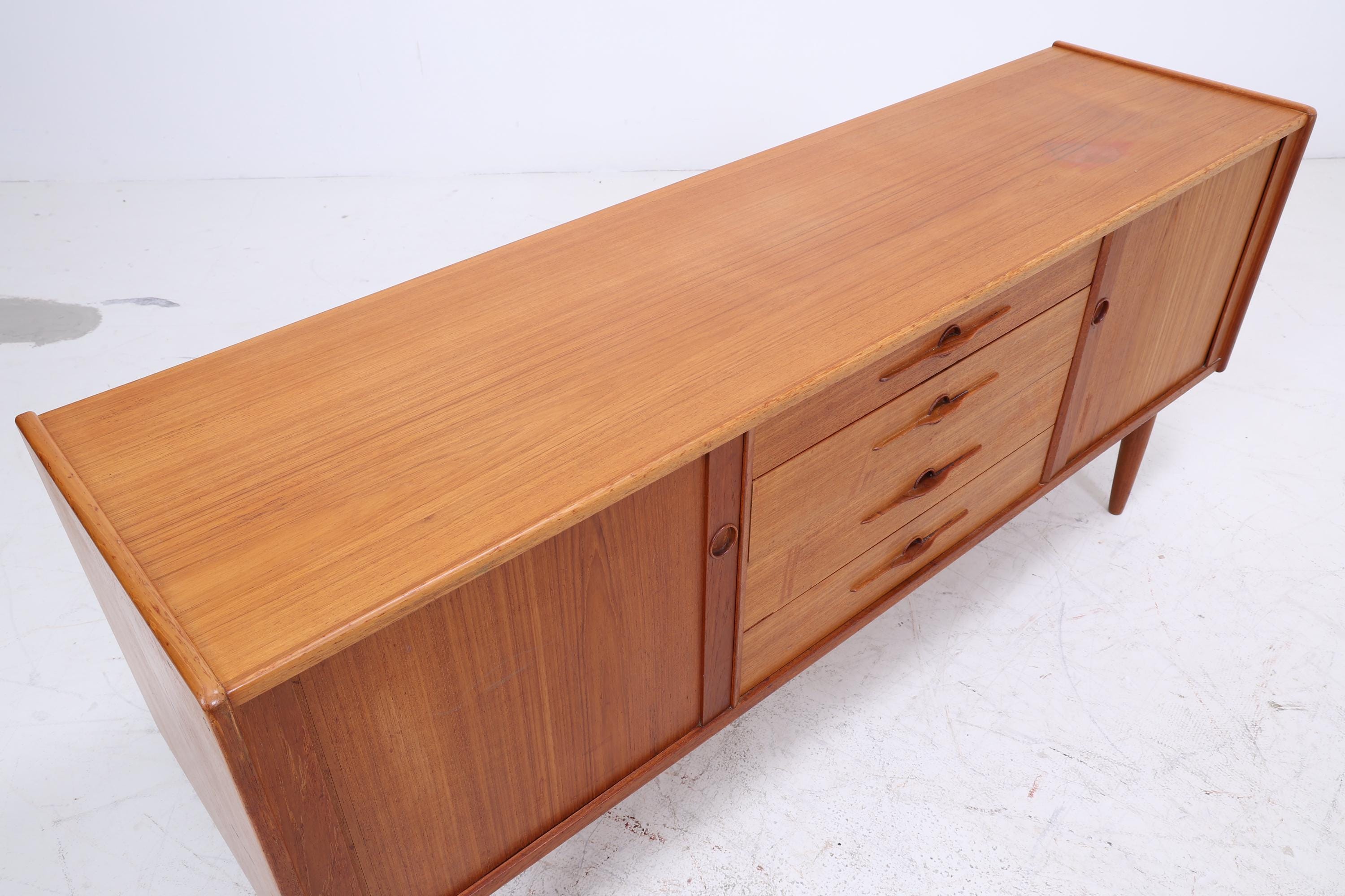 Vintage Teak Sideboard von Harry Ostergaard Lyby Mobler 60er Jahre | Mid Century Anrichte mit Schubladen & Lamellentüren Holz